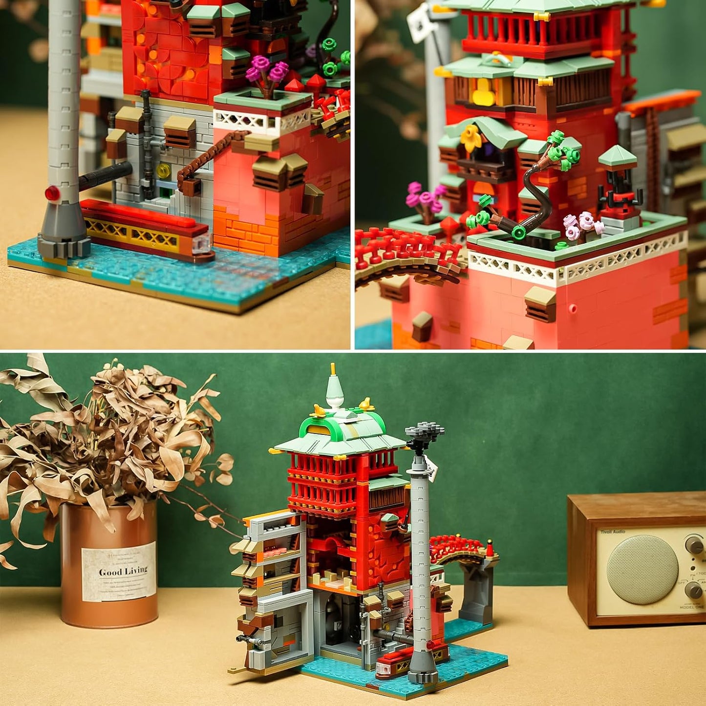 Flowers Japanese Castle House Building Kit Compatible with Lego Sets for adutls,Creator Architecture Building Model Set for Girls 8-14 Years Up Movie Lover 1826 pcs