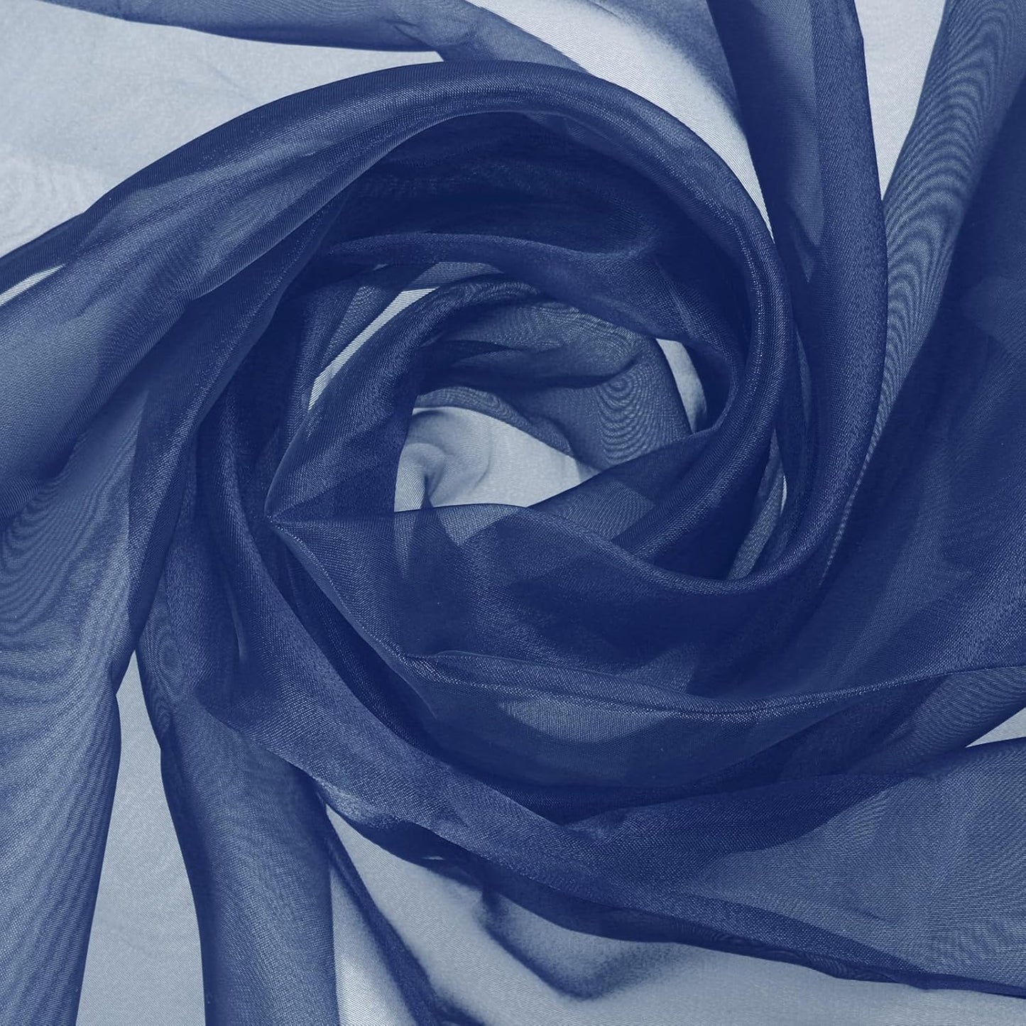 MECCANIXITY Iridescent Sheer Organza Fabric, 2 Yards x 59 Inches Solid Holographic Shiny Fabric Organza Cloth for Wedding, Curtains, Costume, Photo Background, Navy Blue