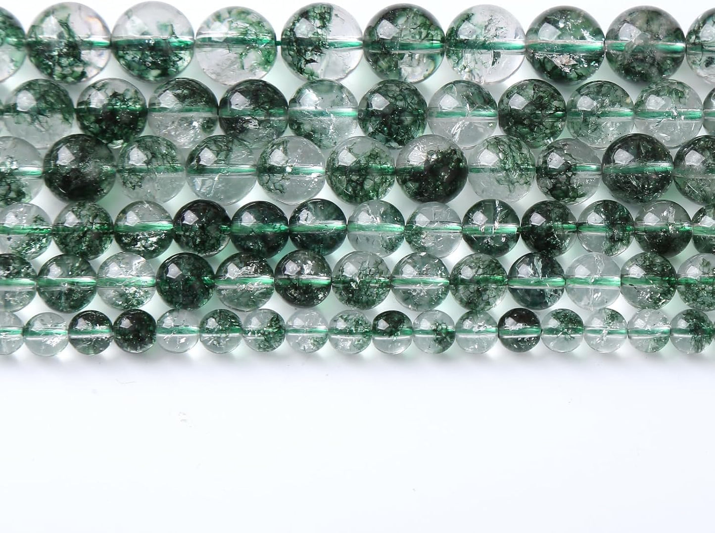 60pcs 6mm Natural Green Phantom Ghost Quartz Stone Round Beads for Jewelry Making DIY Bracelets Necklaces Crystal Energy Healing Stone Beads 15" (Green Phantom Ghost Quartz, 6mm)