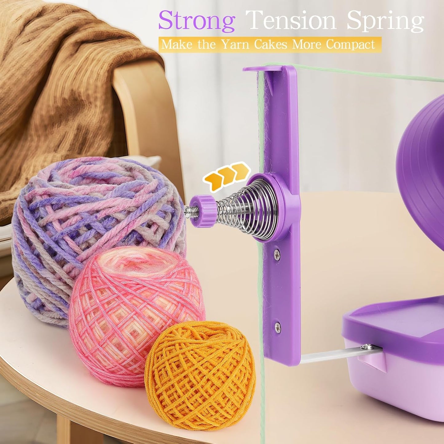 Electric Yarn Winder for Crocheting-Automatic Crochet Yarn Ball Winder for Perfect Neat Cakes-Stepless Speed with Strong Tension, Tangle-Free Knitting Gift for Seniors with Arthritic Hands(B)
