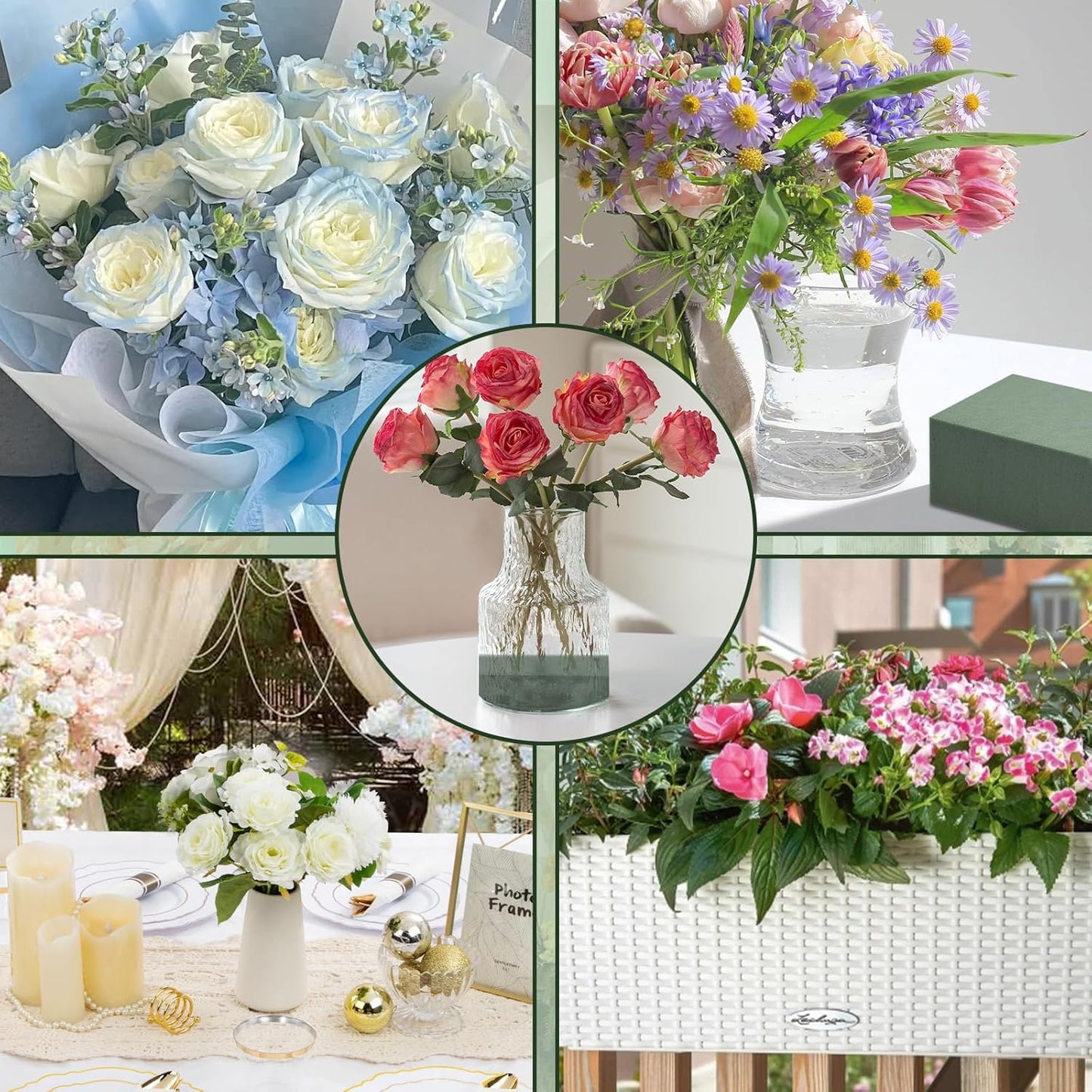 30 Pcs Floral Foam Blocks, 5.5"L x 3.1"W x 1.7"H Green Dry & Wet Flower Foam for Fresh and Artificial Flowers, Plant Foam for Wedding, Birthdays, Pary, Home Decorations