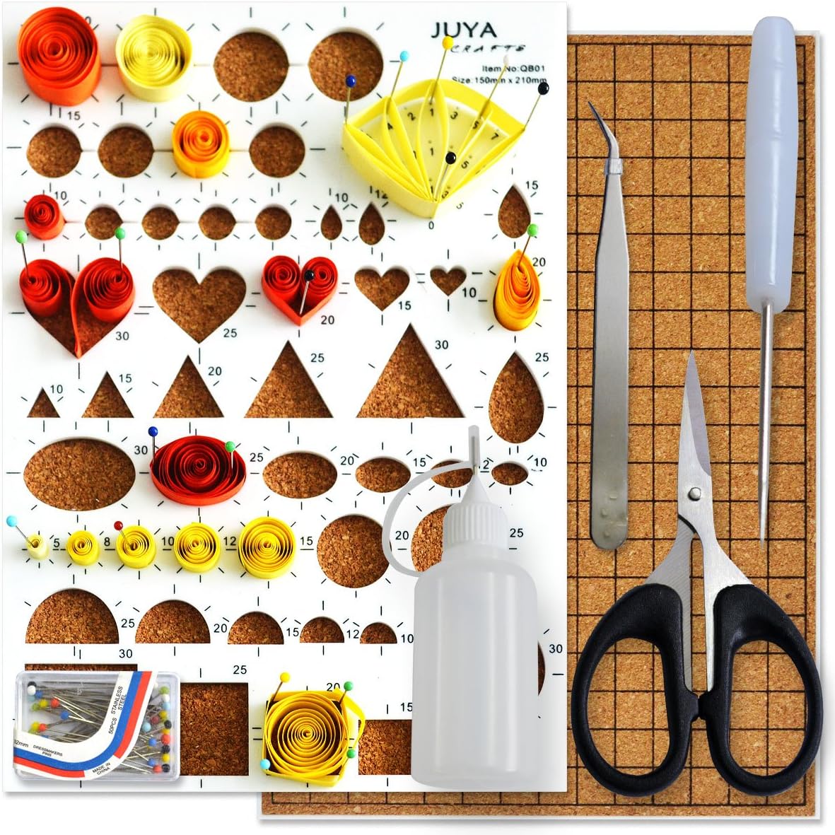 JUYA Paper Quilling Kit with Blue Tools 960 Strips Board Mould Crimper Coach Comb (Paper Width 5mm)