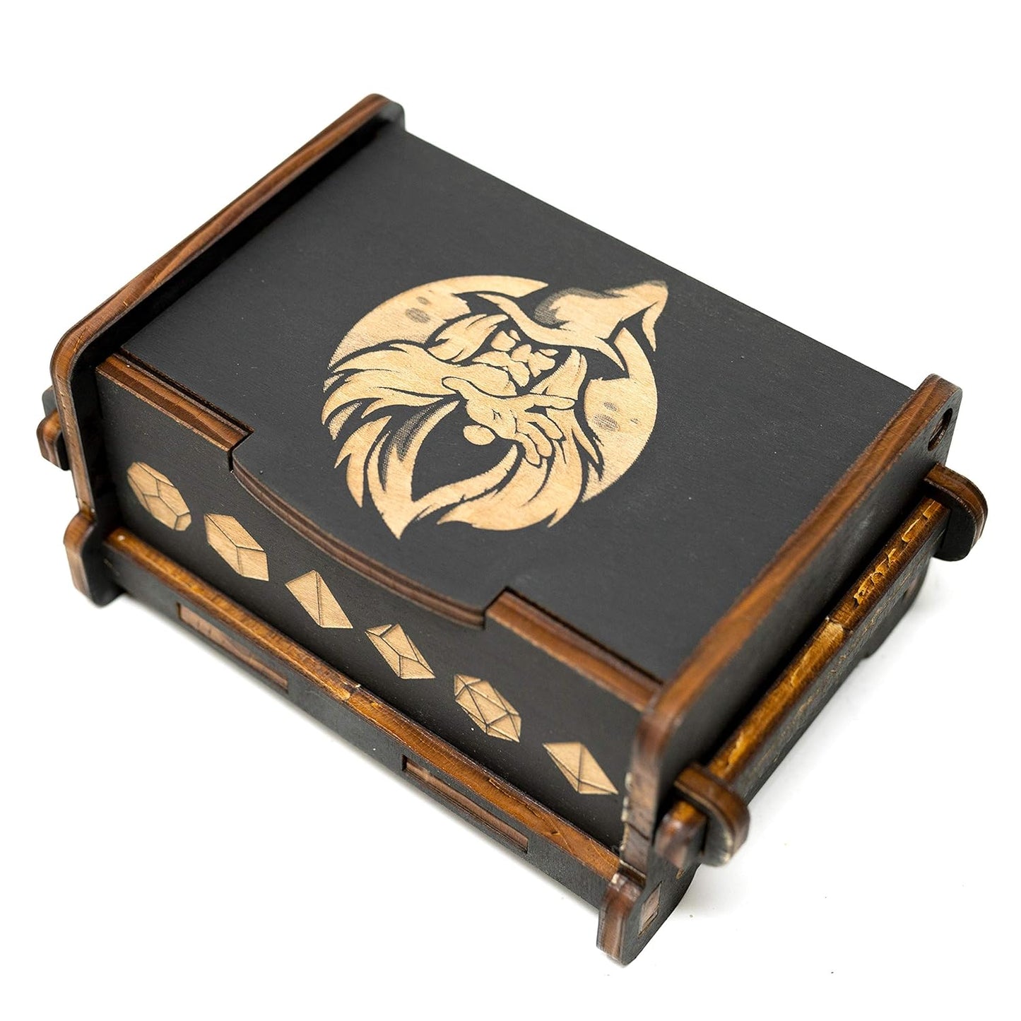 Dice Box - BLACK - 6x4x3 Also holds jewelry and great for desks and desk top items (Wizard)
