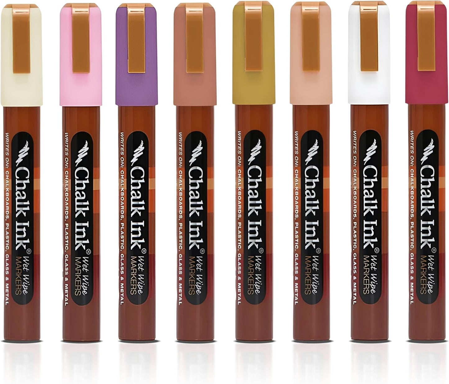 Chalk Ink Chisel Tip Wet Wipe Chalk Markers (6mm, Skip and Go, 8 Pack)