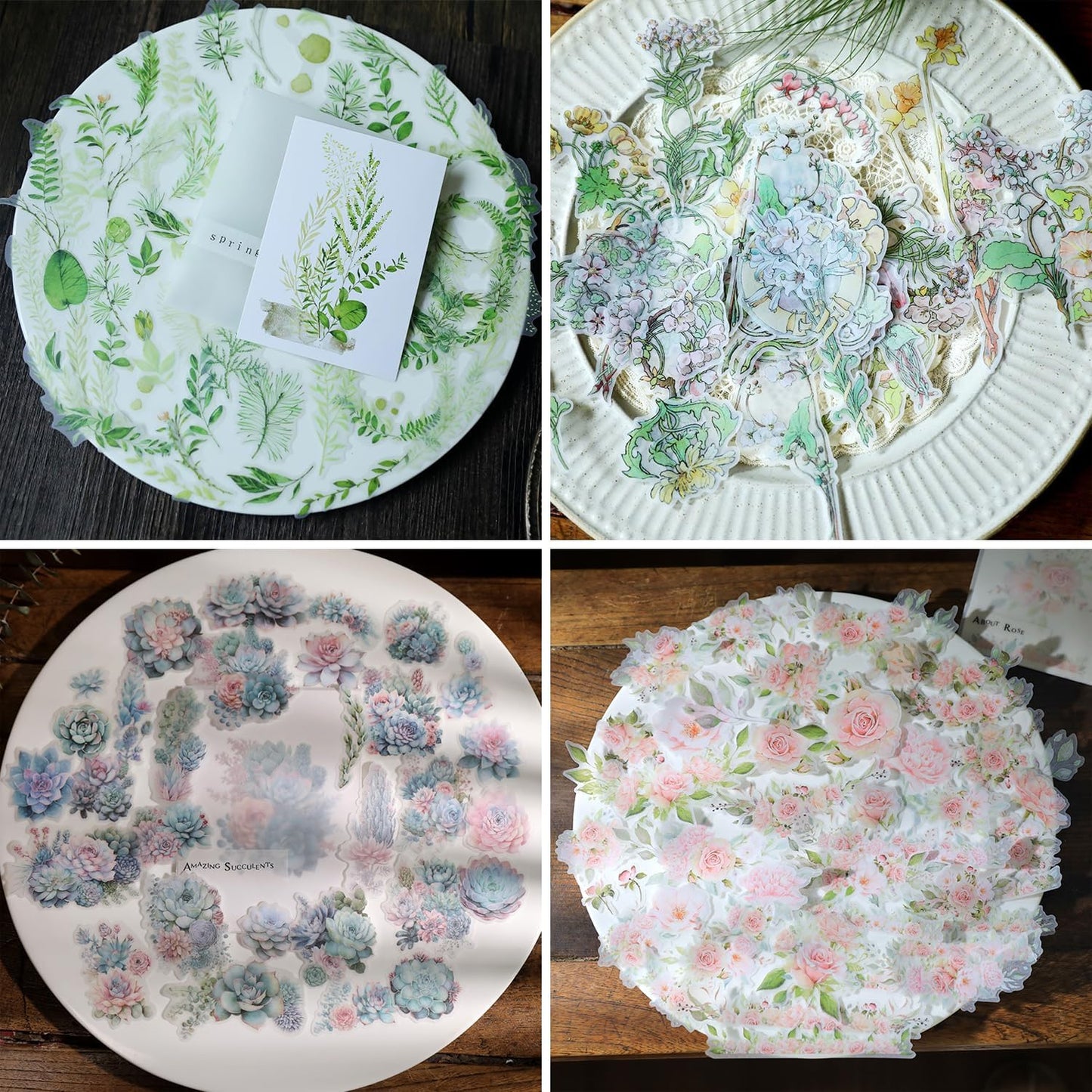 Vintage Vellum Stickers Floral Plants Elements Scrapbooking Supplies Flowers Botanic Natural Translucent Paper Self-Adhesive Junk-Journal Items (All Plants Collection)