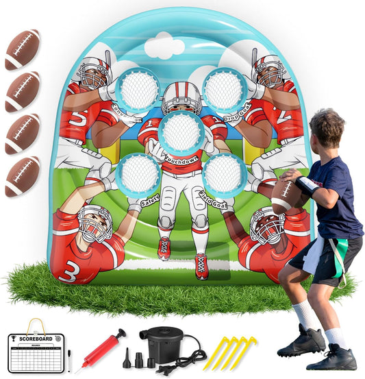 6Ft Football Target Toss Game - Inflatable Football Throwing Target Toy for Kids - Carnival Party Games