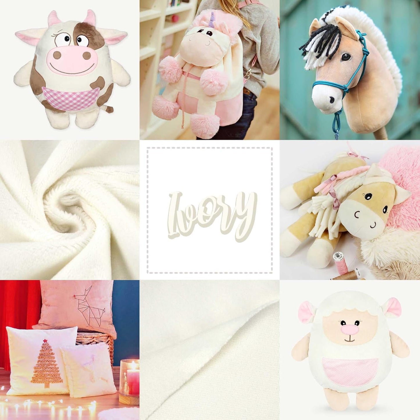 kullaloo Plush Fabric | Solid Ivory Minky Fabric for Sewing | Super Soft Cuddle Material | 39.5x29.5 | Plushies, Baby Blankets, Pillows, Dog Beds, Cat Beds, Beanies, Baby Accessories, Apparel & More