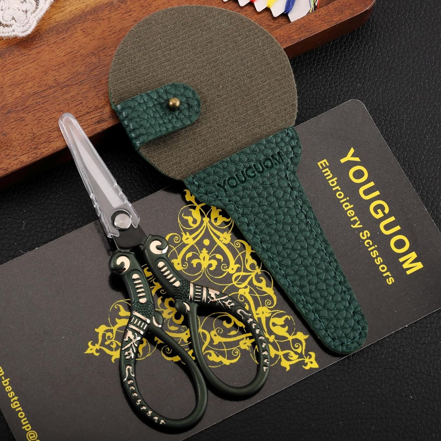 Vintage Craft Scissors with Case, Sharp Sewing Scissor for Craft Needlework Cross Stitch Yarn, Little Thread Snips Detail Shears