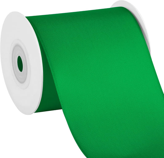 LIUYAXI Green Double Face Satin Ribbon,3" X Continuous 10 Yards,Ribbons Perfect for Chair Sash Wedding Bouquet Sewing Party Decoration Bows Making