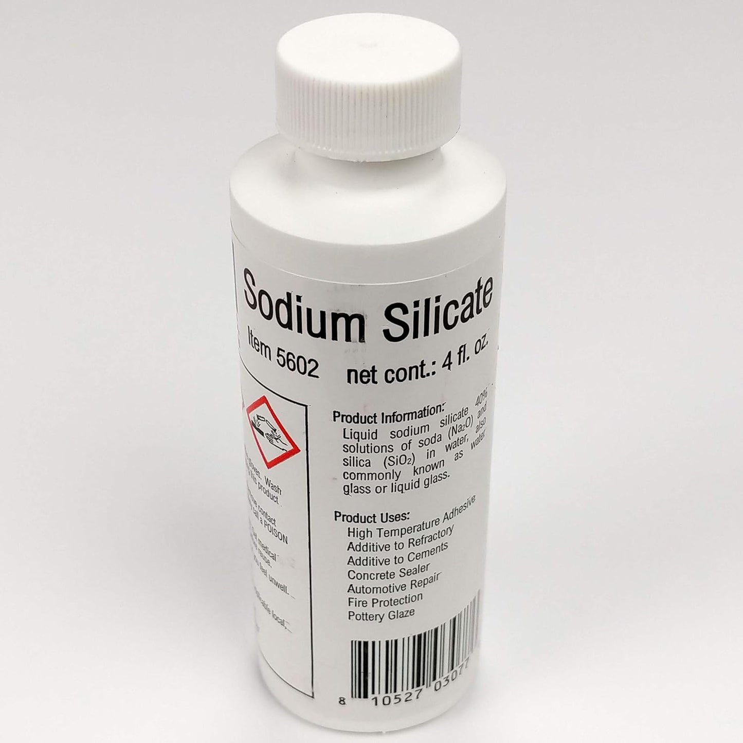 High Temperature Adhesive, 2000F Rated, Sodium Silicate, Water Glass, 40% Solution, 4oz Bottle, 5602 Clear