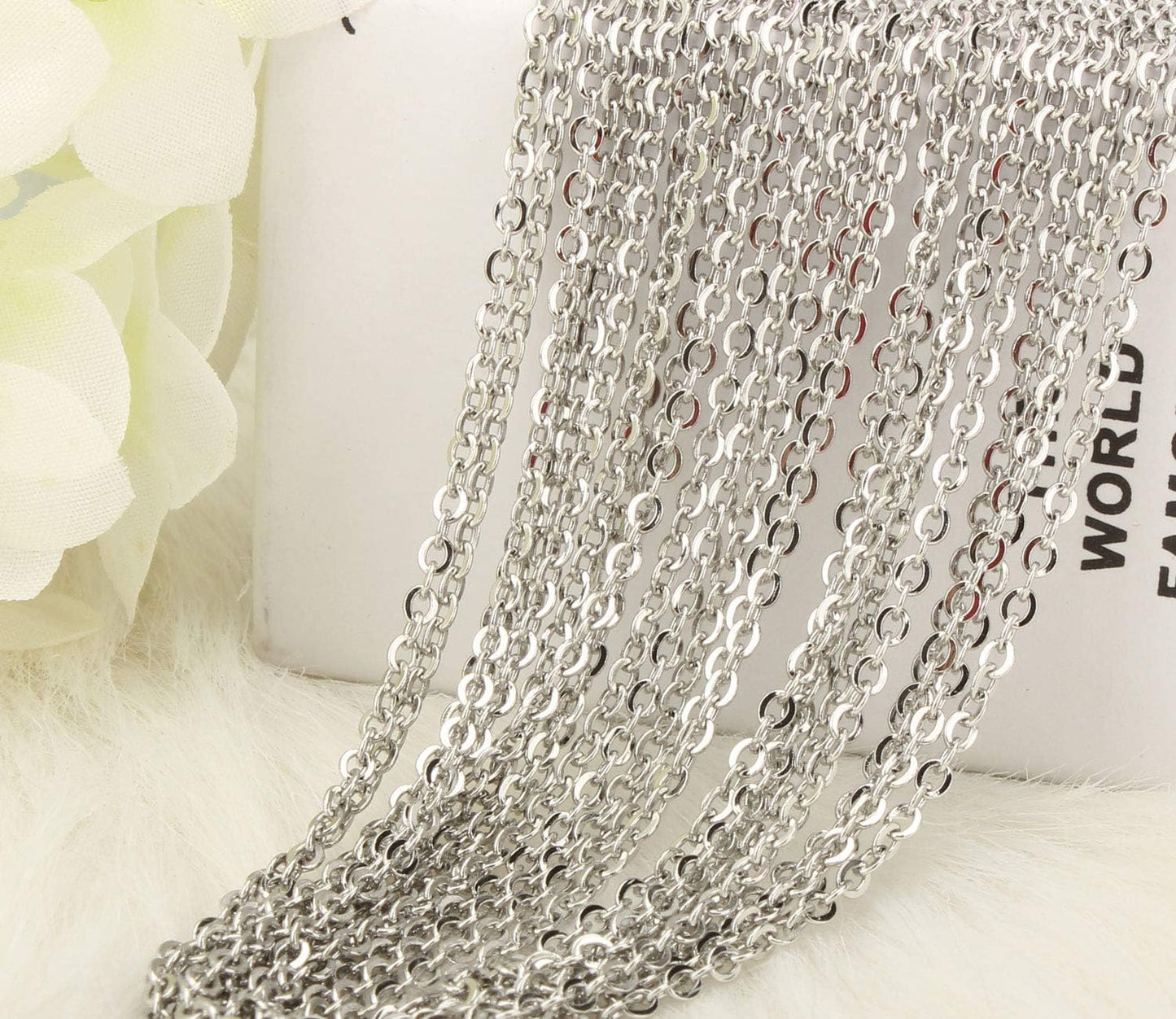 Wholesale 12 PCS Genuine Stainless Steel Fine Cable Chain Necklace Chains Bulk for Jewelry Making (26 Inch(2MM))