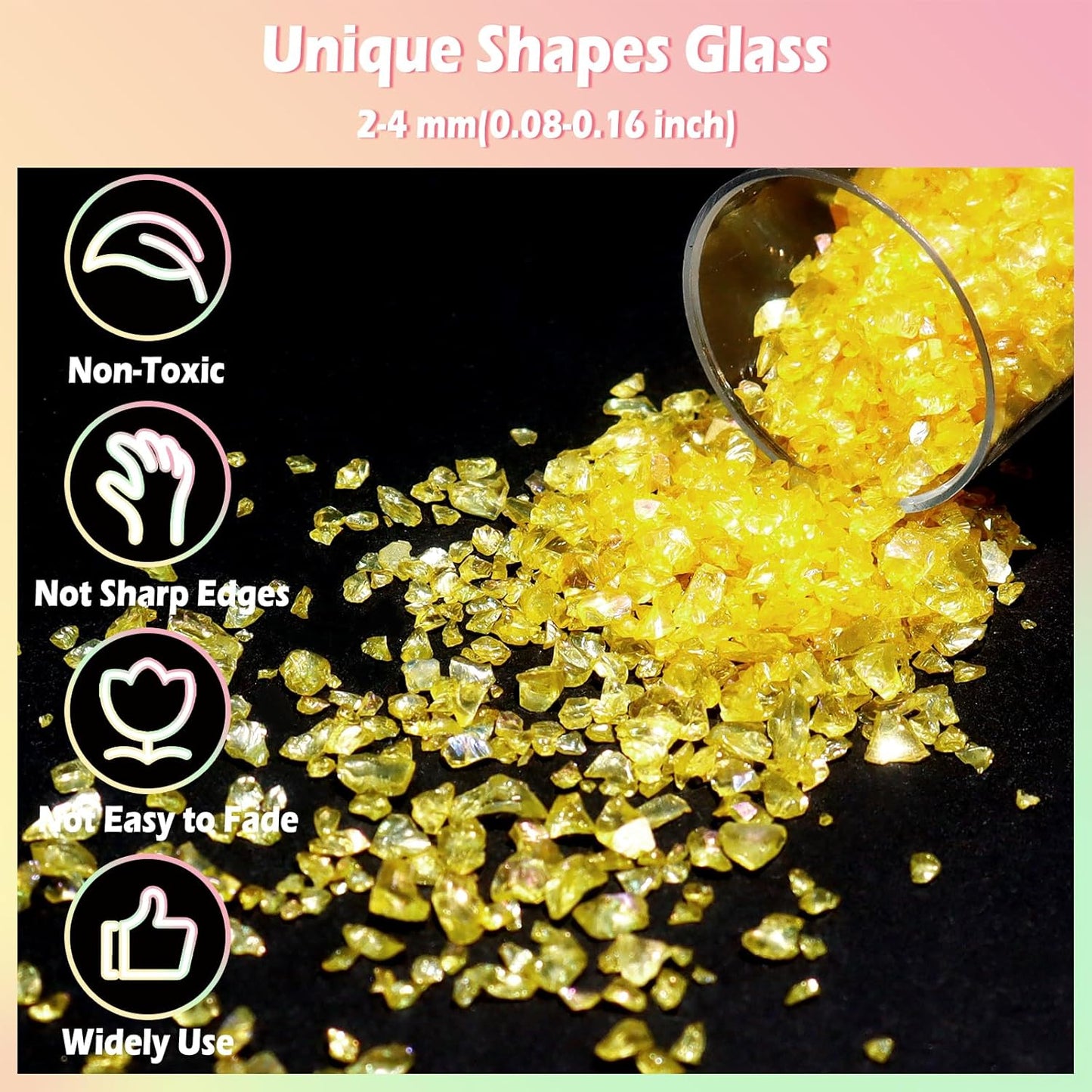 Matio 12 Colors Iridescent Crushed Glass, Irregular Chunky Glitter, Sprinkle Chips for Resin Epoxy Jewelry DIY, Shattered Glass Crystal Flakes Sequins for Nail Art Makeup Decoration Vase Filler