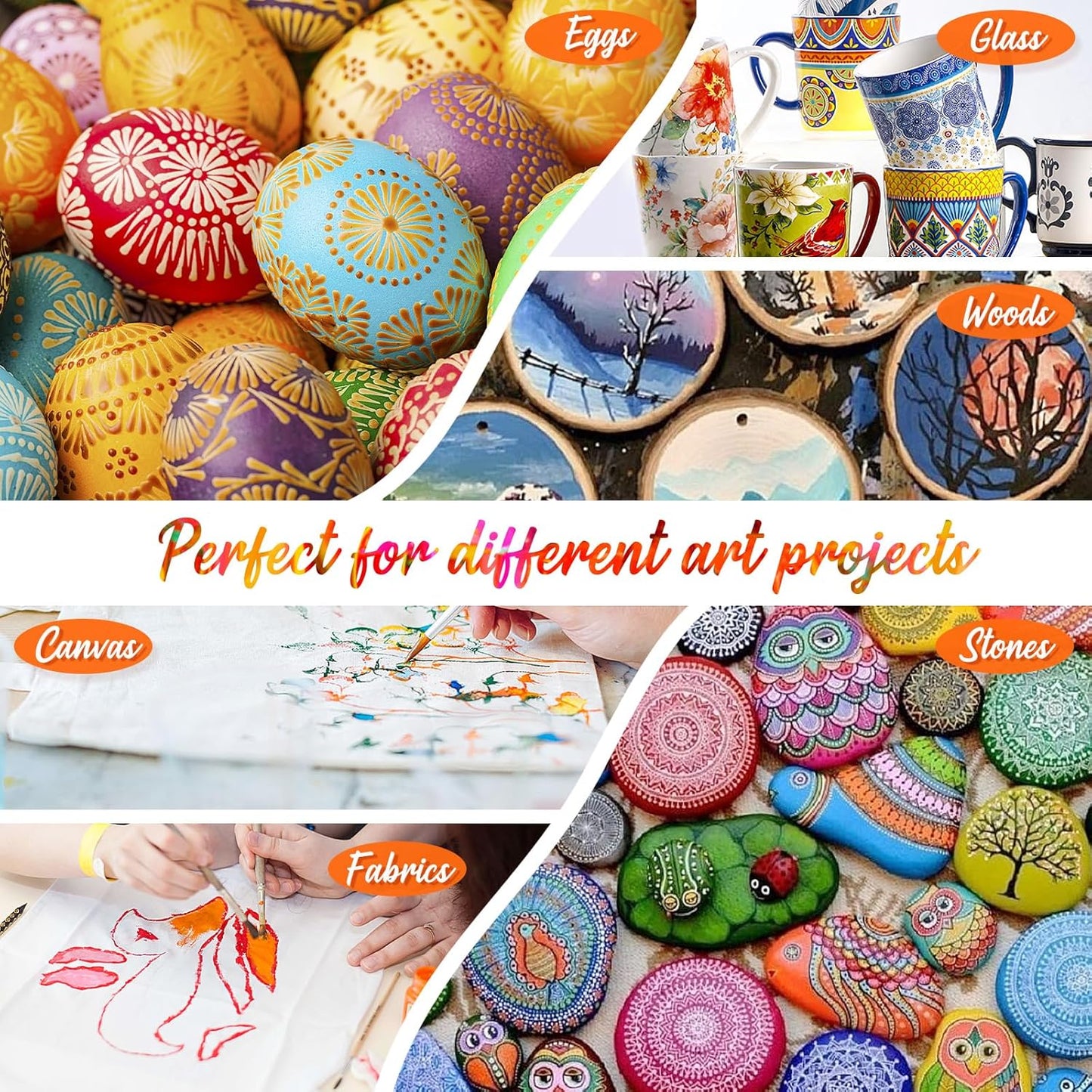 Caliart Acrylic Paint Set with 12 Brushes, 72 Colors (59ml, 2oz) Art Craft Paints Gifts for Artists Adults Beginners Painters, Halloween Pumpkin Canvas Ceramic Rock Painting Kit Art Supplies