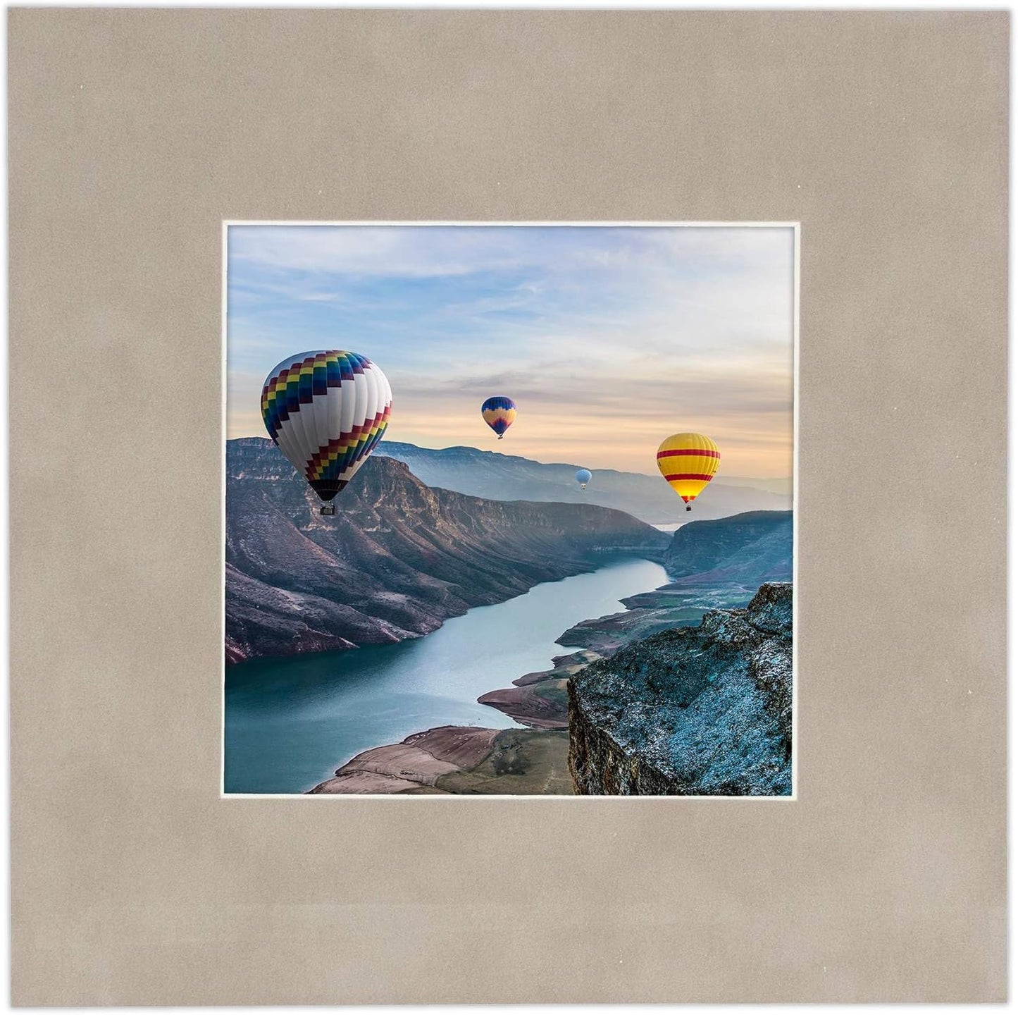 8x10 Mat Bevel Cut for 5.5x8.5 Photos - Acid Free Light Grey Suede Precut Matboard With Backing Board and Crystal Clear, Self Seal Photo Mat Bag - For Pictures, Photos, Framing - 4-ply Thickness