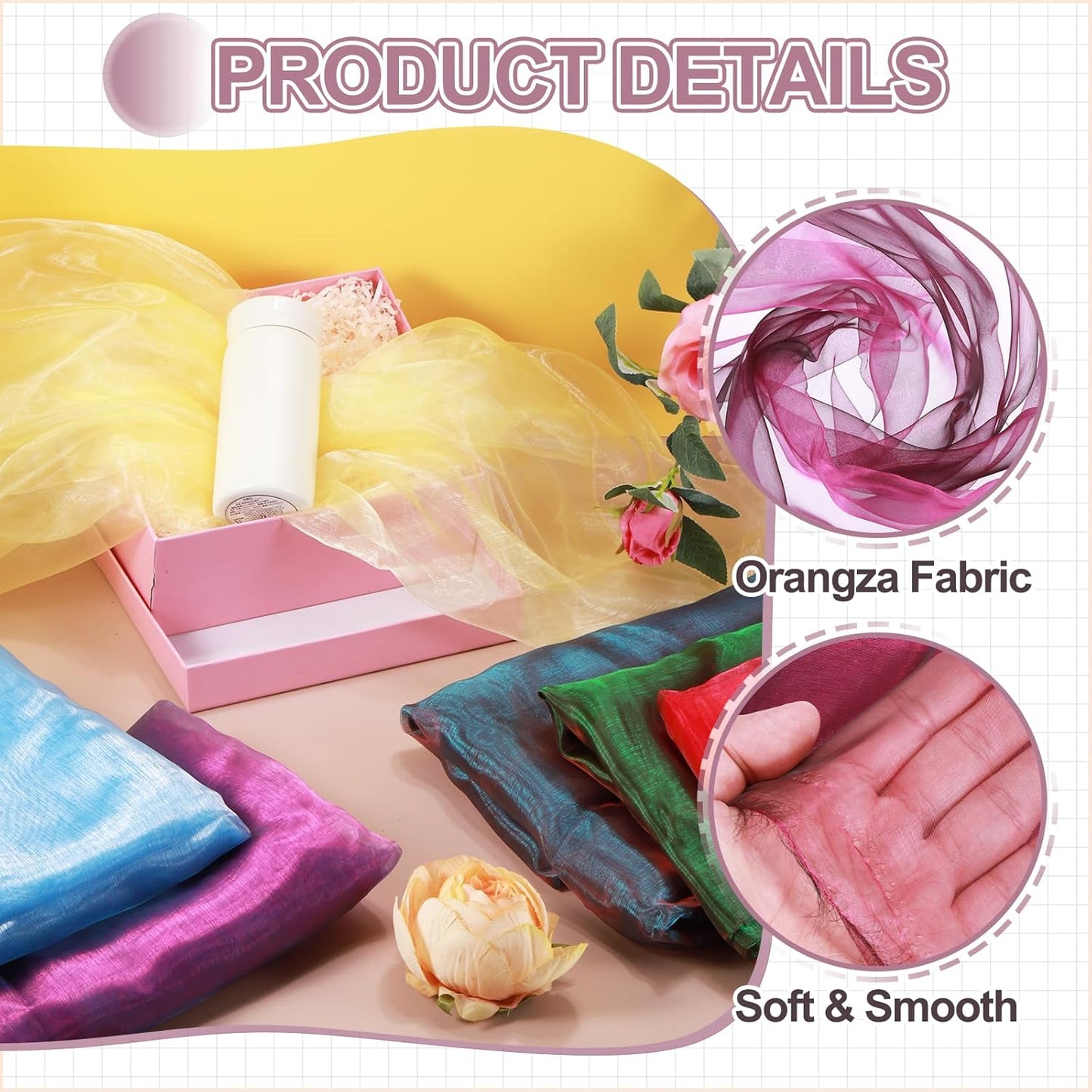 MECCANIXITY Iridescent Sheer Organza Fabric, 2 Yards x 59 Inches Solid Holographic Shiny Fabric Organza Cloth for Wedding, Curtains, Costume, Photo Background, Gradient Golden Black