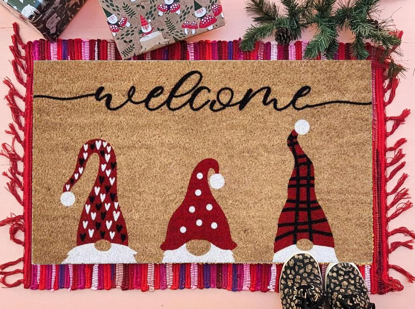 Christmas Stencils for Door Mats 23.6” Christmas Doormat Stencils for Crafts Reusable Holiday Stencil for Doormats Wood Fabrics Decor