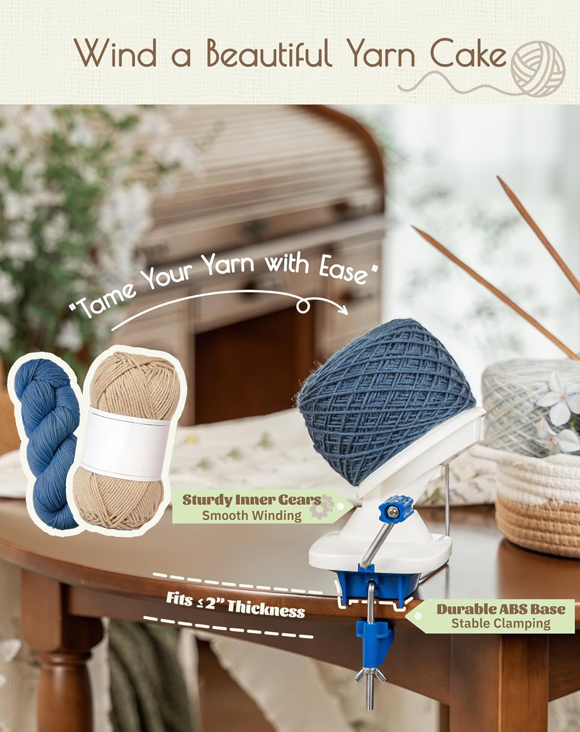 Adhafera Yarn Winder with Guide, Yarn Ball Winder for Crocheting, The Helper for Knitting Enthusiast