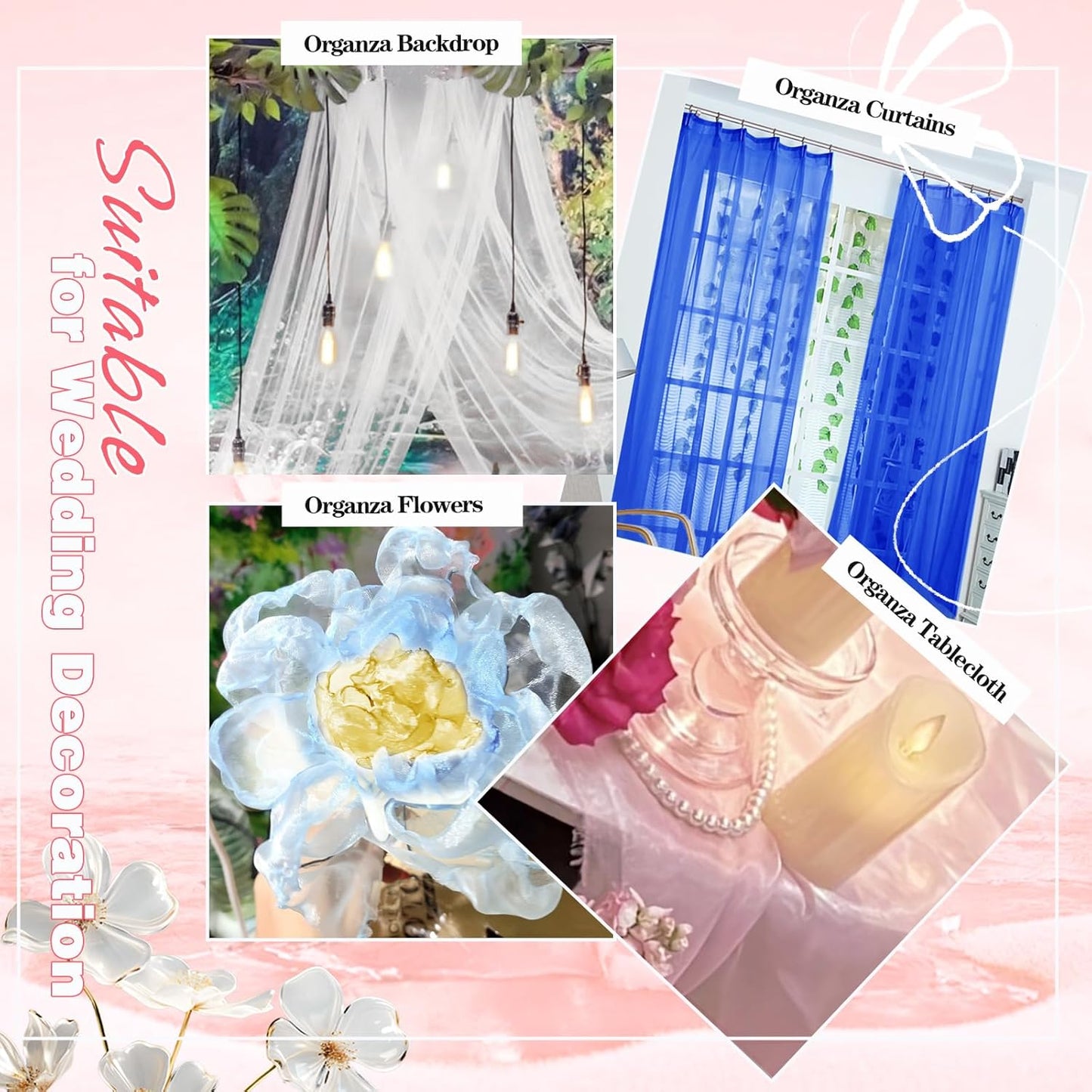 VACVELT Sheer Organza Fabric by The Yard, 60 Inch Wide Red Organza Fabric Bolt Bridal Sheer Tulle Fabric, Silk Organza Fabric Roll for Wedding Party Decorations Backdrop Curtain (10 Yards)