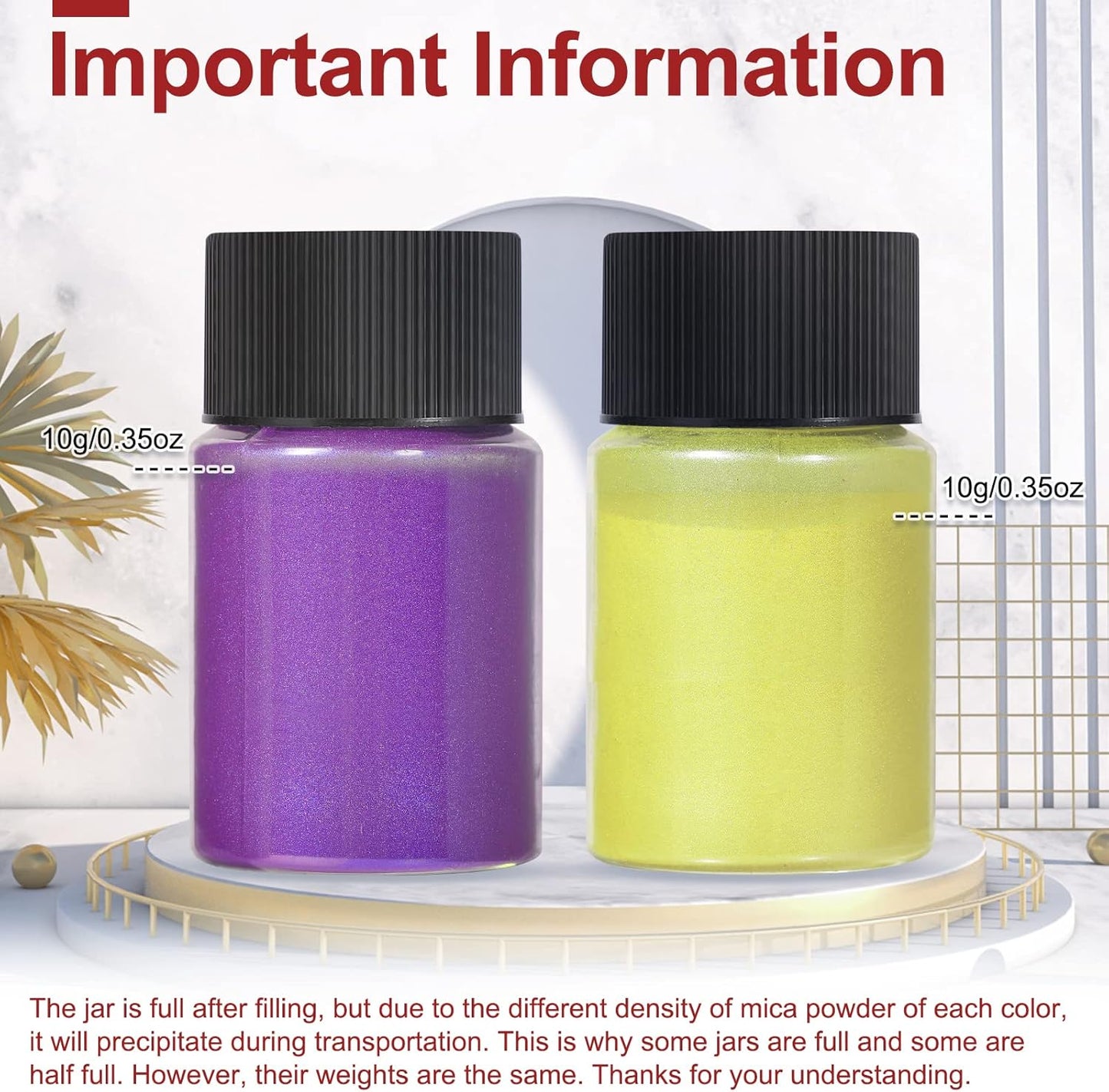 CHANGTIKEJI Mica Powder，48 Colors - 10g/Bottle of Natural Pigment Powder for Epoxy Resin，Soap Making，Candle Making,Lip Gloss,Car Freshies,Dye,Nail Polish,Bath Bombs