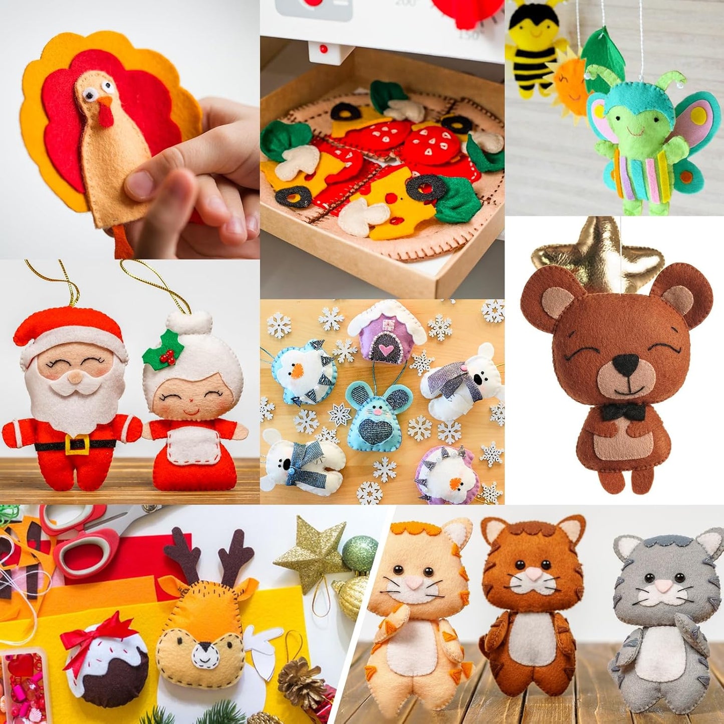 XSEINO 12 Rolls 8"x35"(20.5x90cm) 1.4mm Thick Soft Felt Fabric Sheet 12 Assorted Colors Felt Pack for DIY Craft Sewing Squares Nonwoven Patchwork