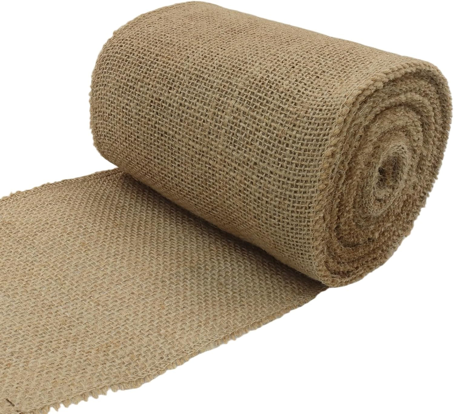 6" Wide Natural Burlap Fabric Roll - 10 Yards Jute Ribbon for Gift Wrapping, Wedding Decorations, Rustic Crafts, Wreaths & Home Decoration (15cm Wide)