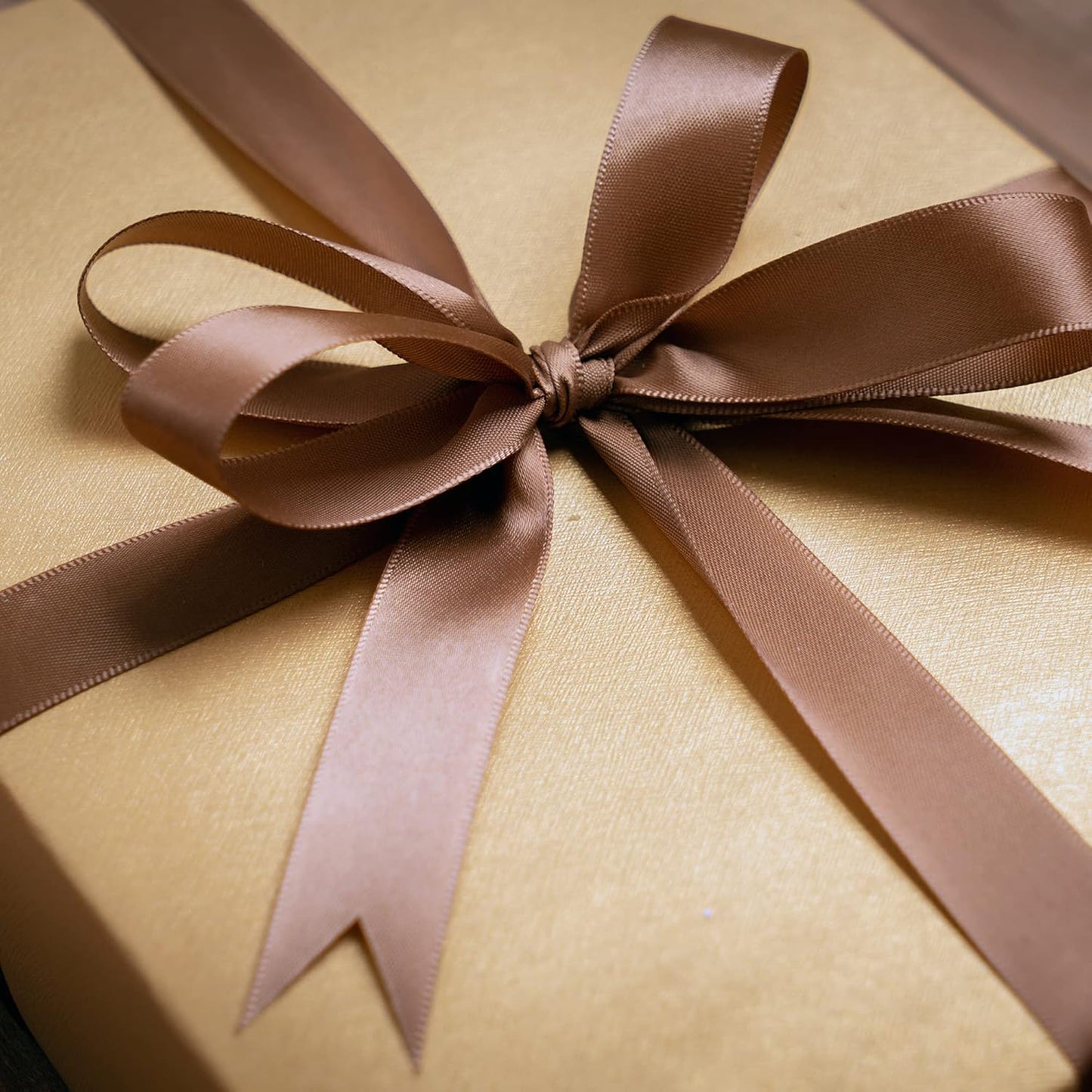 LIUYAXI Brown Satin Ribbon, Double Faced 5/8" X Continuous 25 Yards Ribbons Perfect for Gift Wrapping Bows Bouquet Wedding Craft and More