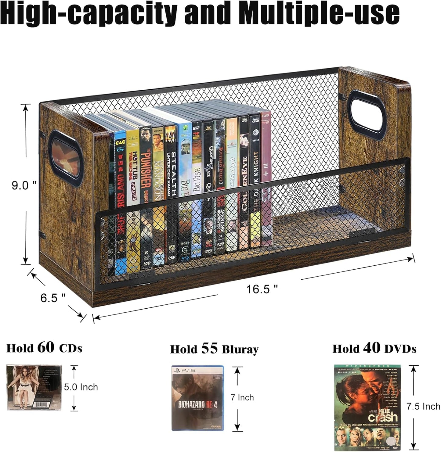DVD Storage Shelve Blu ray Holder, DVD Rack Hold Up To 28 DVD Cases, Stackable DVD Tower also Used for CDs, Video Game Cases, Vhs Taps, Desktop organizer at Home Or Office