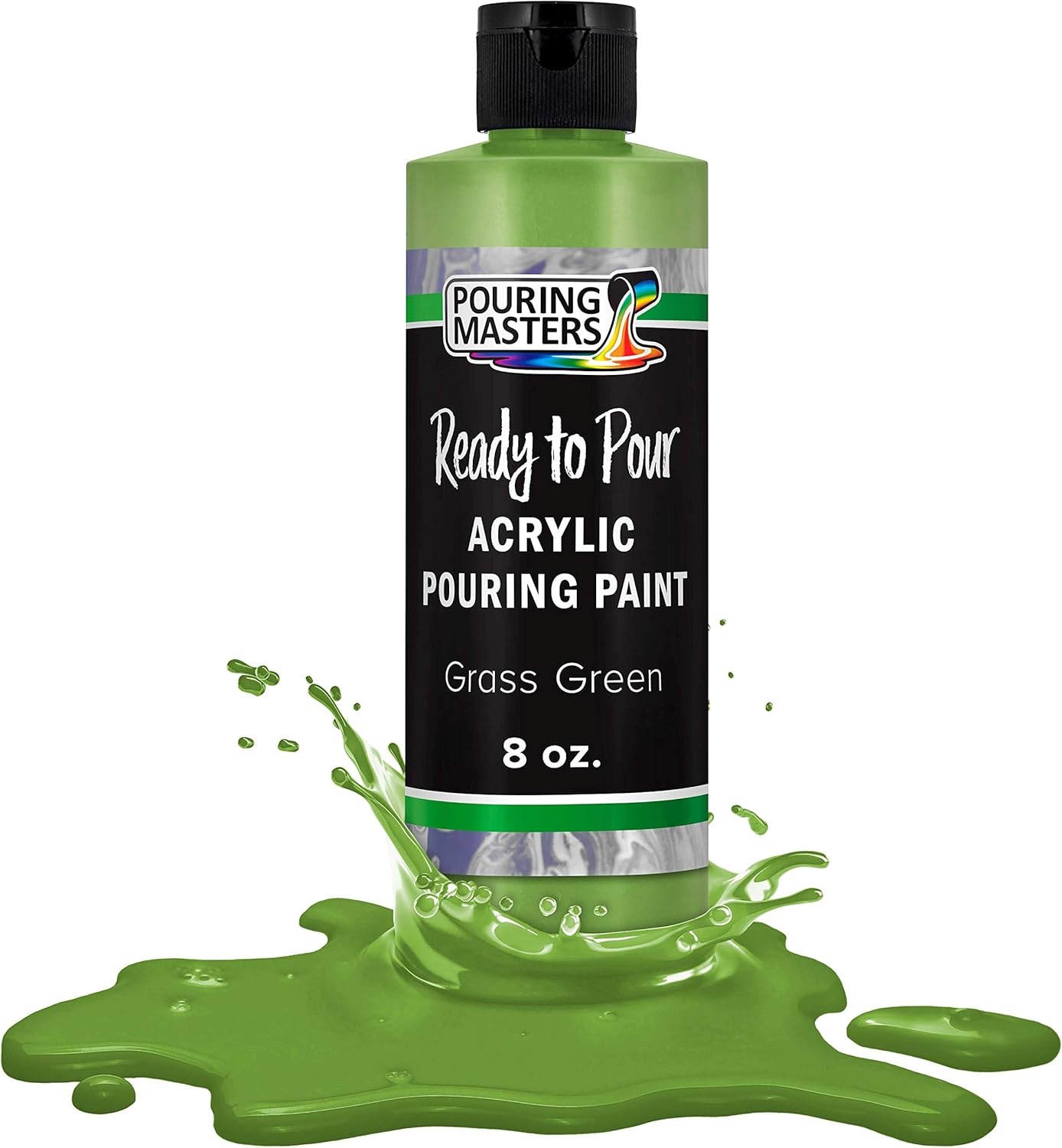 POURING MASTERS Grass Green Acrylic Ready to Pour Pouring Paint - Premium 8-Ounce Pre-Mixed Water-Based - for Canvas, Wood, Paper, Crafts, Tile, Rocks and More