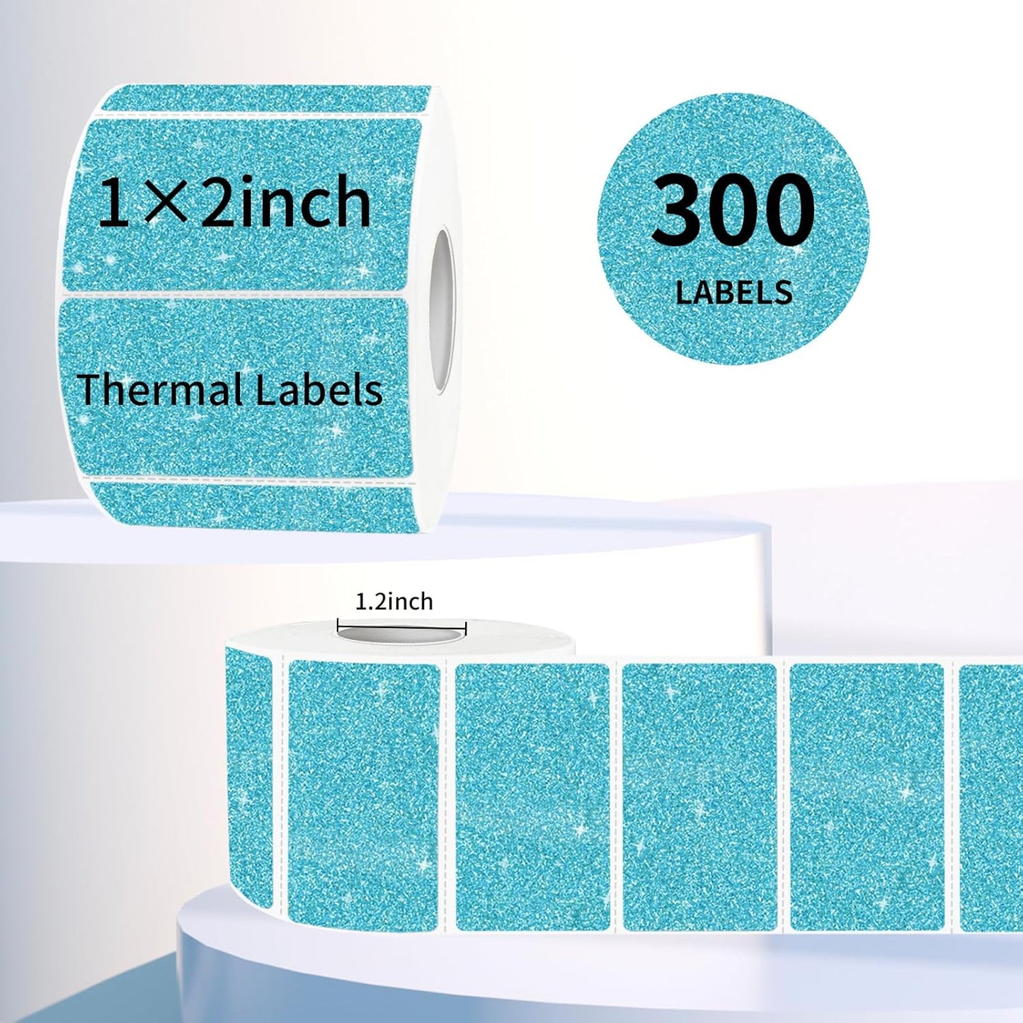 2"x1" Holographic Thermal Labels Stickers, Glitter Direct Thermal Printer Labels, Waterproof Self-Adhesive Address Shipping Label Stickers, 300 Sheet/ 1 Roll, Holographic Shiny Pink