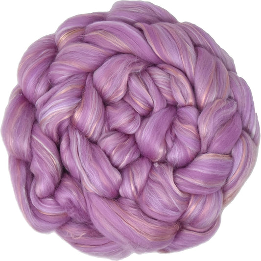 Merino Silk Luxe Tonal Designer Blend. Superfine Merino, Mulberry Silk, Tussah Silk. Top Roving for Spinning or Felting. Pastel Passion 1oz