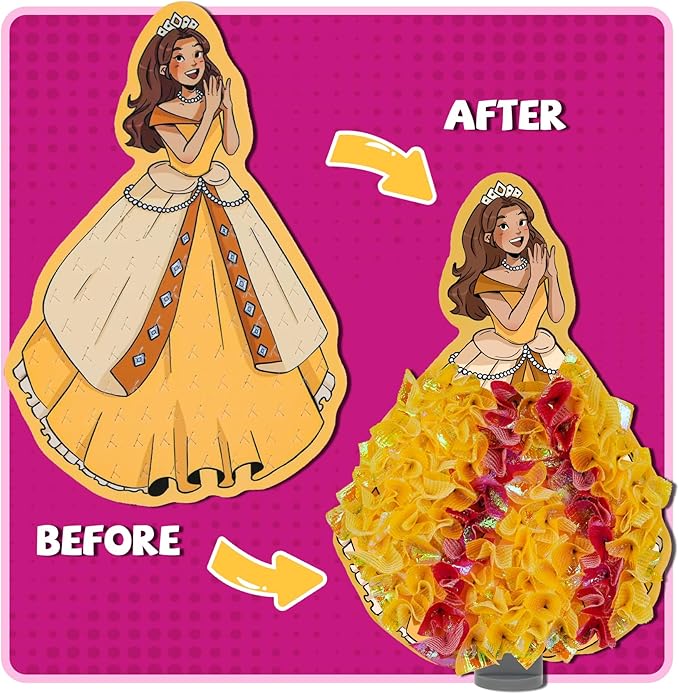 8 Packs Poke in Crafts Art Kits for Girl, Magical Prienceses Mess Free Kids' Paper Craft Kits, Birthday Gift for Girls 4 5 6 7 8 9 Years Old, DIY Presents, Mess Free Art Activity