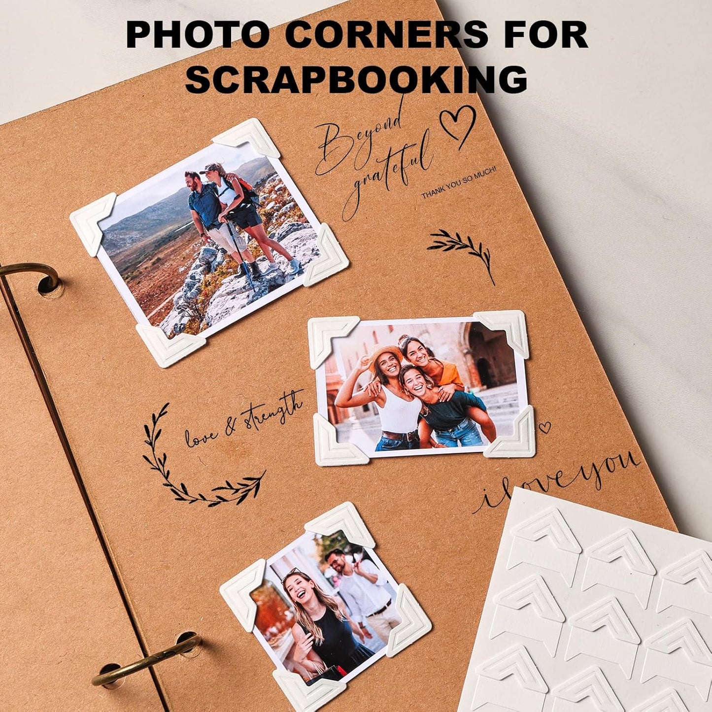 White Photo Corners Self-Adhesive, 120 Pcs Acid Free Photo Corners for Scrapbooking, Photo Picture Mounting Corners for Photo Album, DIY Scrapbook Stickers, Memory Books, Diary, by CHIALLCO