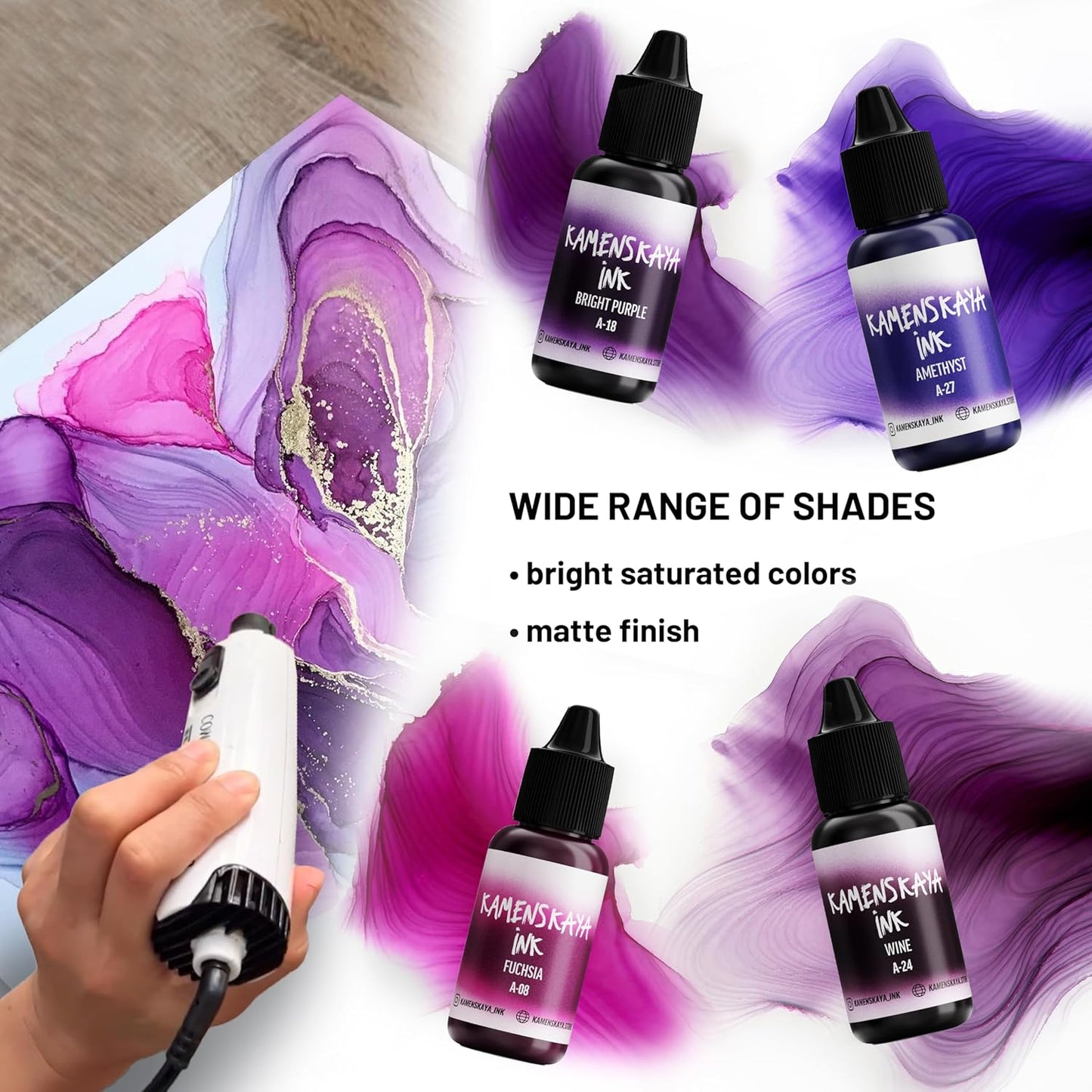 Alcohol Ink Set - 34 Color Variations - Set #12-4 Alcohol Inks x 0.51 fl oz (15 ml)