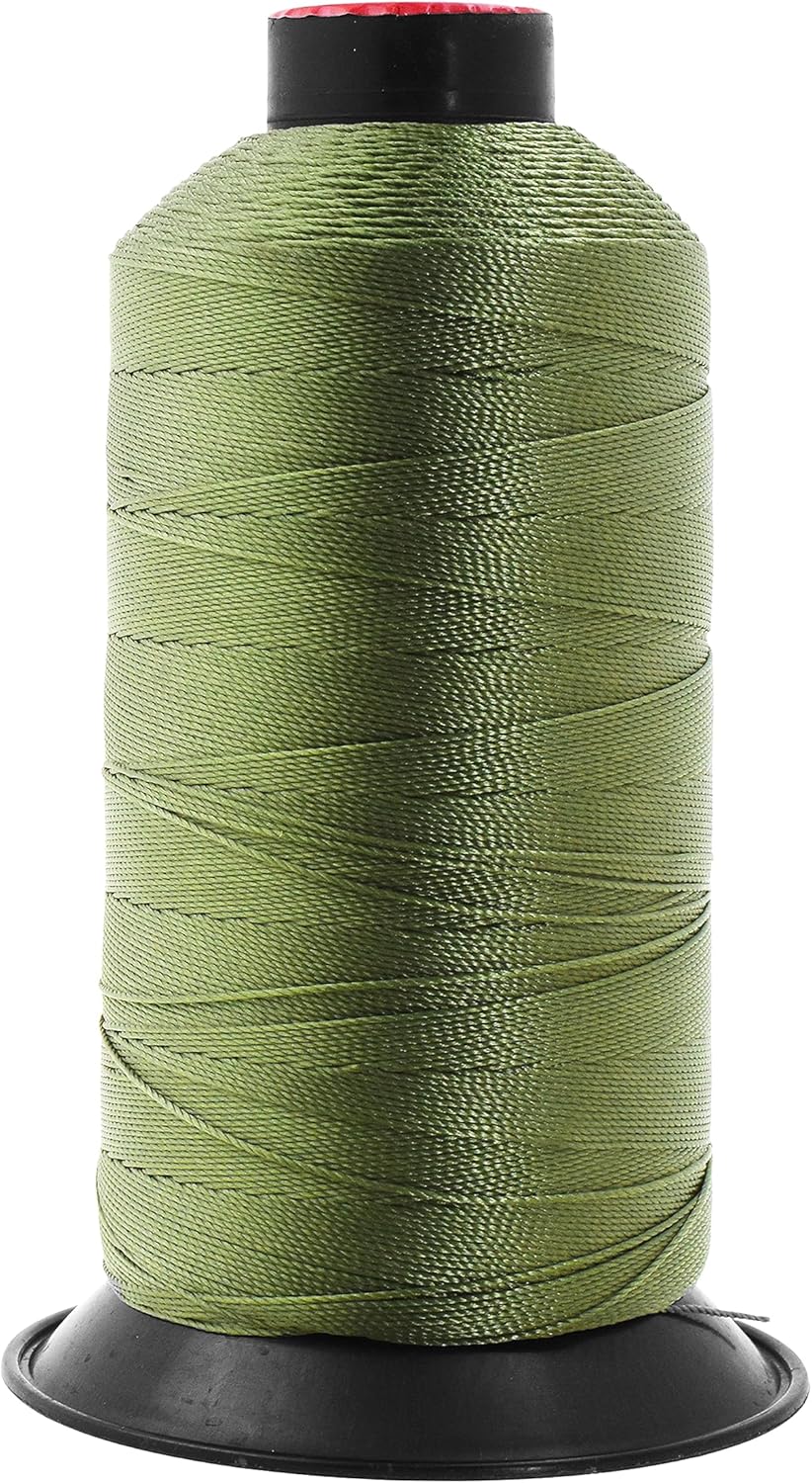Mandala Crafts Bonded Nylon Thread Olive Drab Heavy Duty Sewing Threads - 800 YDs Size 207 630D T210 Tex 210 Thread for Leather Jeans Weaving Outdoor Marine Upholstery Threads
