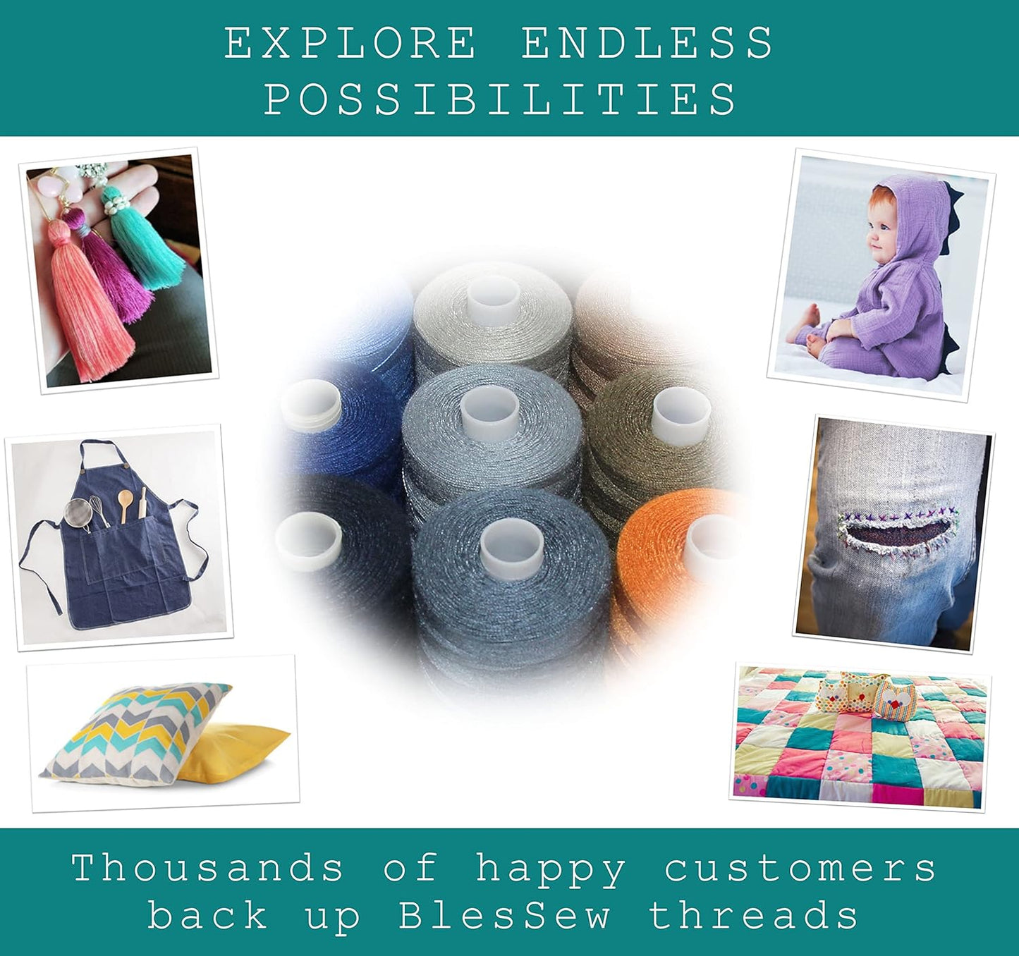 BlesSew Sewing Thread - 24 Spools of Polyester Thread for Sewing Machine for Beginners, Hand Stitching & Quilting - 1000 yds per Spool in Dark Colors