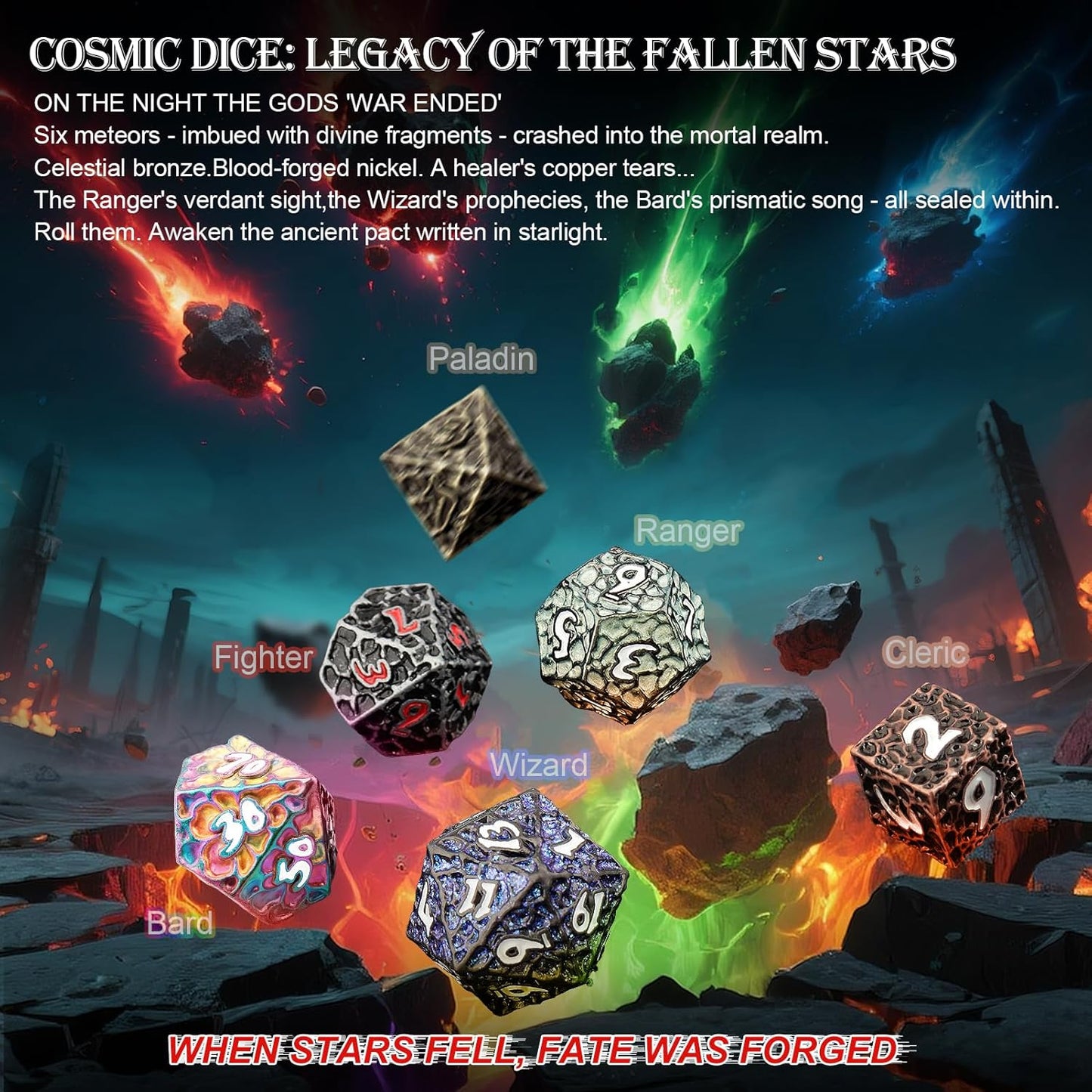 Haxtec DND Dice Set Metal Dice Compatible with Dungeons and Dragons D&D Gift TTRPG Antique Iron Red Polyhedral Dice