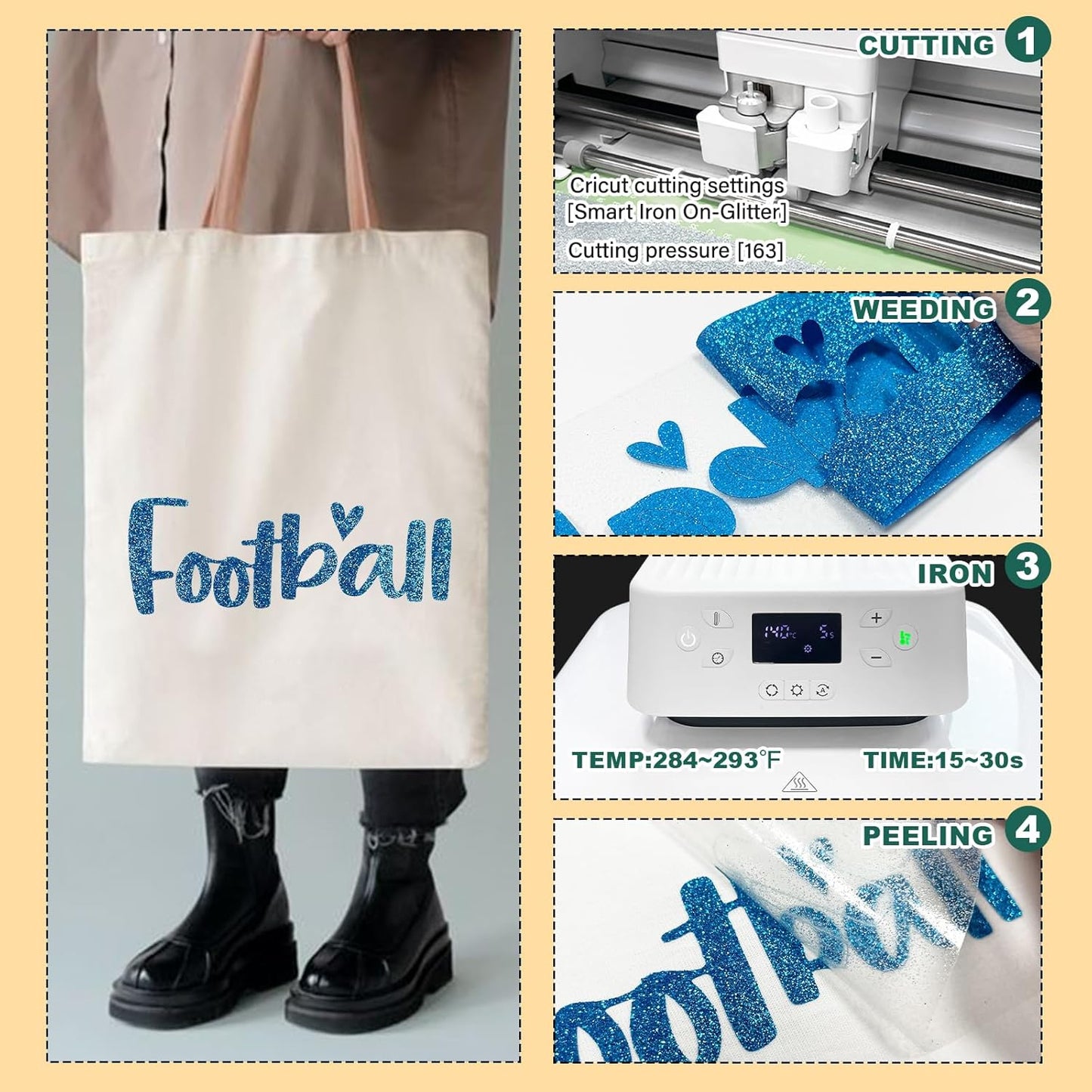 Blue Glitter HTV Heat Transfer Vinyl, 12" x 5ft lron on Vinyl, for T-Shirt Ironing, Vinyl HTV Easy to Cut and Weed, The Best Choice for DIY Creativity. (Blue, 12" x5ft)