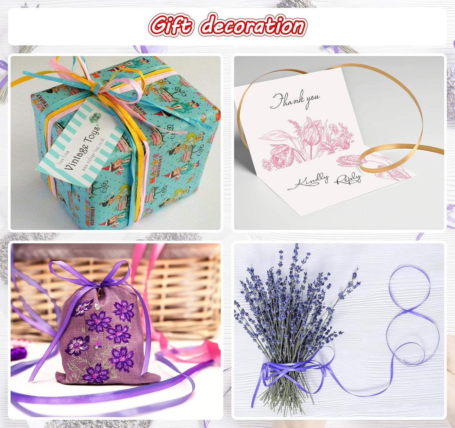 ABSOFINE 18 Colors Double Faced Satin Ribbon Polyester,1/8 inch Solid Fabric Ribbon Roll for Gift Wrapping, DIY Crafts, Wedding Birthday Party Decorations