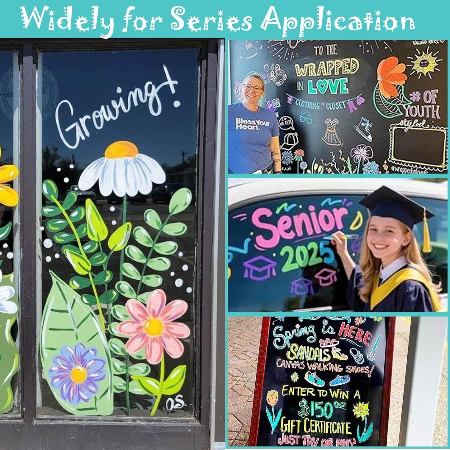 Extra Fine Tip Liquid Chalk Markers for Chalkboard, 20 Colors Window Liquid Chalk Marker Pens with 1mm Fine Tips, Washable Erasable Wet Erase Marker Pens Set for Bistro, Car Glass, Poster, Blackboard