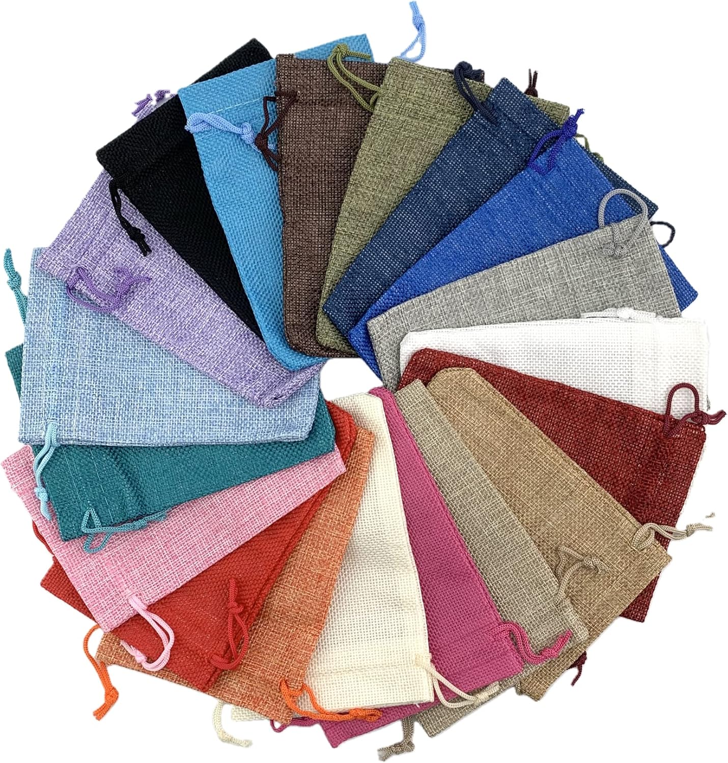 Palmhomee Pack of 20 Burlap Gift Bags with Drawstring Linen Jewelry Pouches Wedding Hessian Jute Bags for Birthday Treat Pouches Party Wedding Favors Gift(4x5.6 Inch, Mixed Colors)