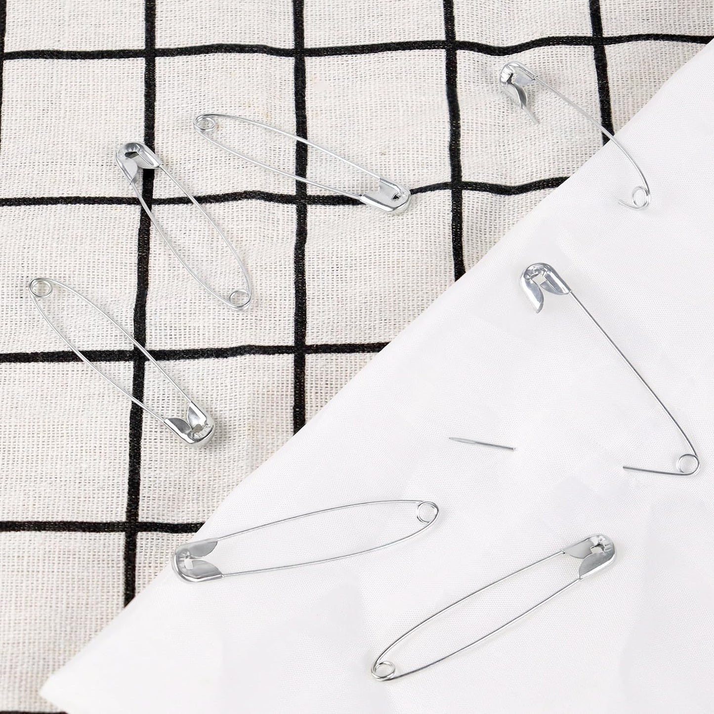 100 Pack Silver Safety Pins Assorted, Galvanized Steel Bulk Safety Pins for Sewing, Clothes, Arts & Craft (2.1 Inch / 54 mm)