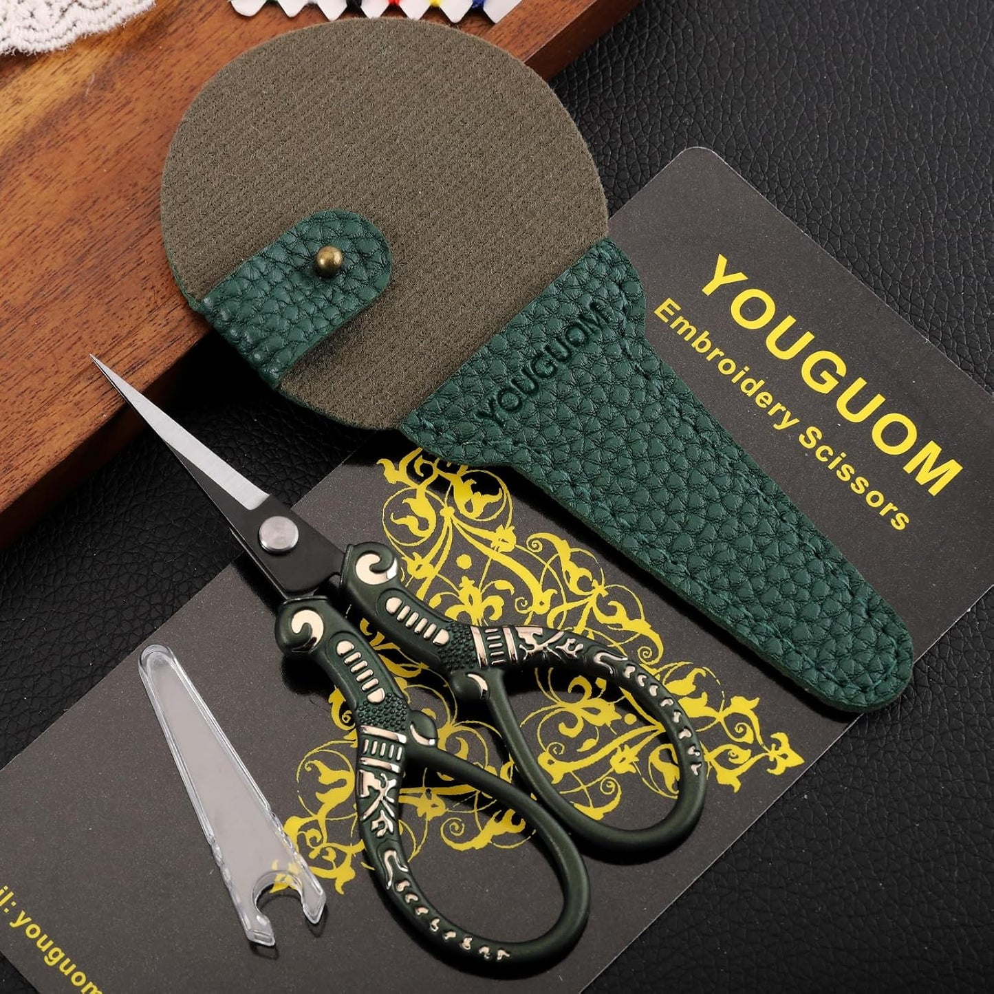 Vintage Craft Scissors with Case, Sharp Sewing Scissor for Craft Needlework Cross Stitch Yarn, Little Thread Snips Detail Shears