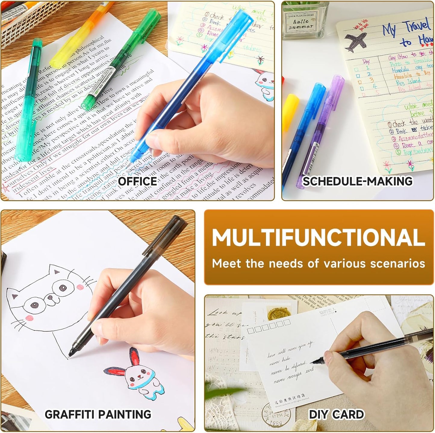 RIANCY Fine Point Colored Pens 24 Colors 0.5mm Gel Ballpoint Pens Assorted Colors Liquid Ink Pens No Smear Vibrant Colorful Writing for Journaling Note Taking Doodling Coloring Office School Supplies