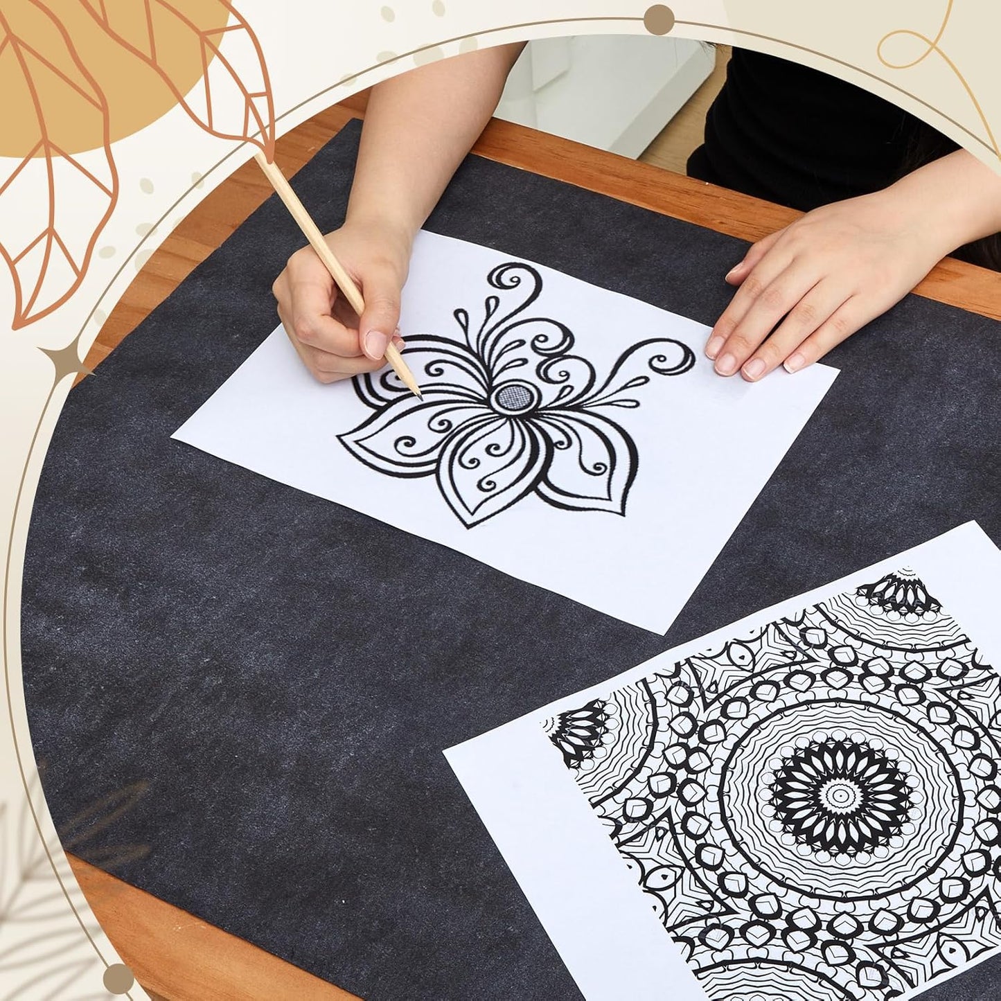 Dinifee 5 Sheets Large Carbon Paper for Tracing 20.3 x 36 Inch Graphite Transfer Paper Waxed Carbon Transfer Paper for Wood, Paper, Canvas, Woodworking Patterns, Fabric, Sketch Drawing, Black