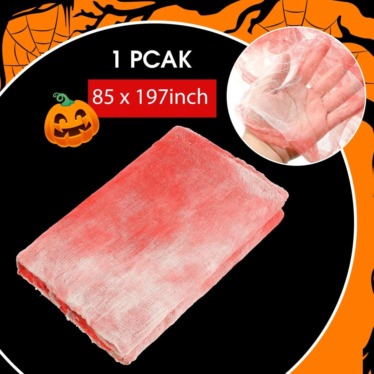 Boao Halloween Cheese cloth 85 x 197 Inch Bloody Cheesecloth Roll for Crafts Large Cotton Muslin Gauze Fabric for Halloween Outdoor & Indoor Spooky Decoration