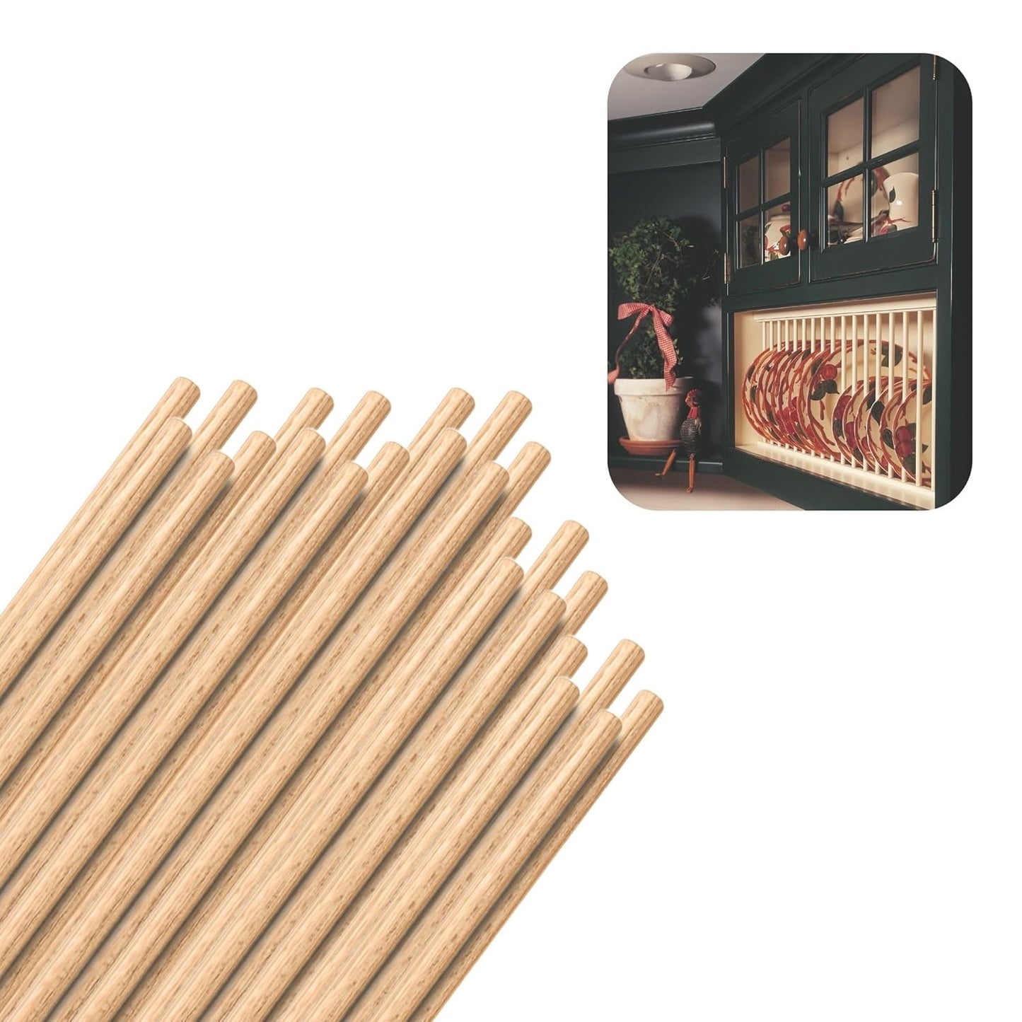 Hardwood Round Dowels (5/16" x 36", Pack of 25) | Variety of Diameters & Wood Species | Unfinished Wooden Dowel Rods for Crafts & DIY Home Projects | Curtain Rod, Macrame Supplies, Cake Pops, Flagpole