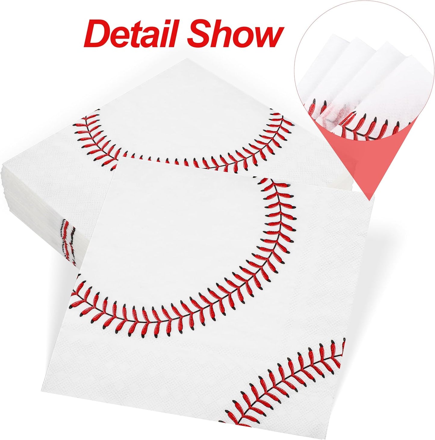 Aodaer 48 Pieces Baseball Napkins - 13 x 13 Inches Disposable Pattern Napkins for Sports Party Supplies, Birthday Party Decorations