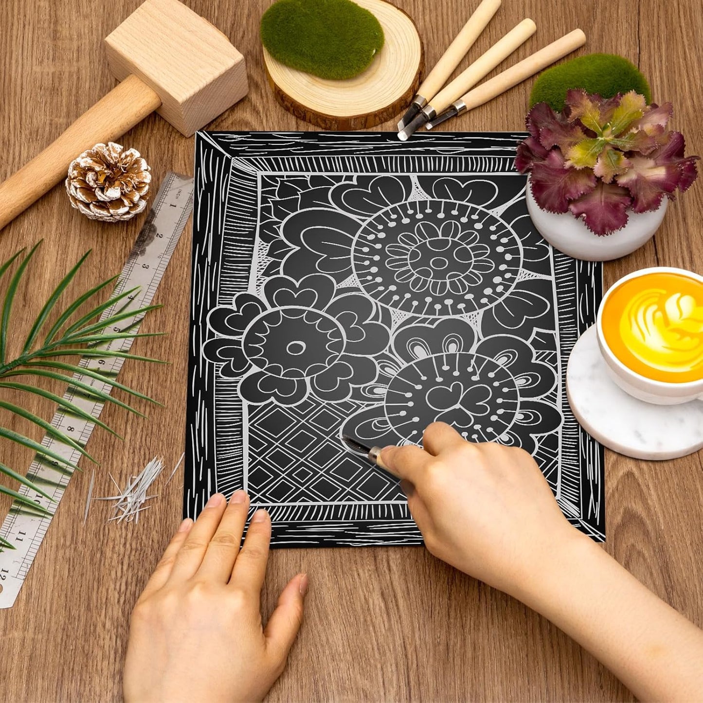 Yeaqee 4 Pcs Linoleum Block Rubber Carving Block Soft Linocut Blocks Large Linoleum Sheet Unmounted Lino Plates for Engraving Art Project Printmaking Artist Studio Supplies (12 x 12 Inch,Gray)