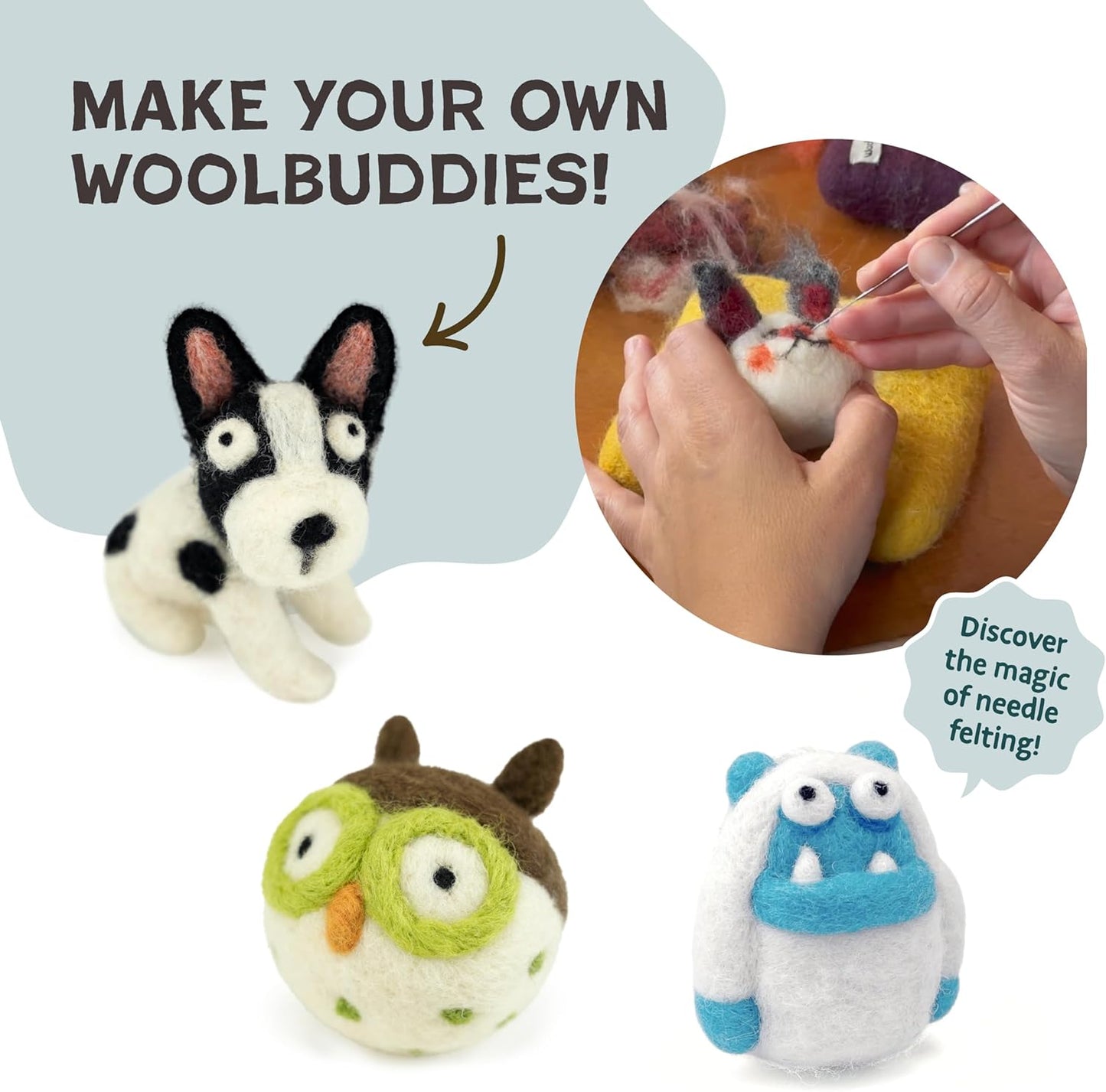 Woolbuddy Needle Felting Wool – 8oz Chunky Wool Roving in Black, Felting Wool for Needle Felting Kit, Wet & Dry Felting Projects