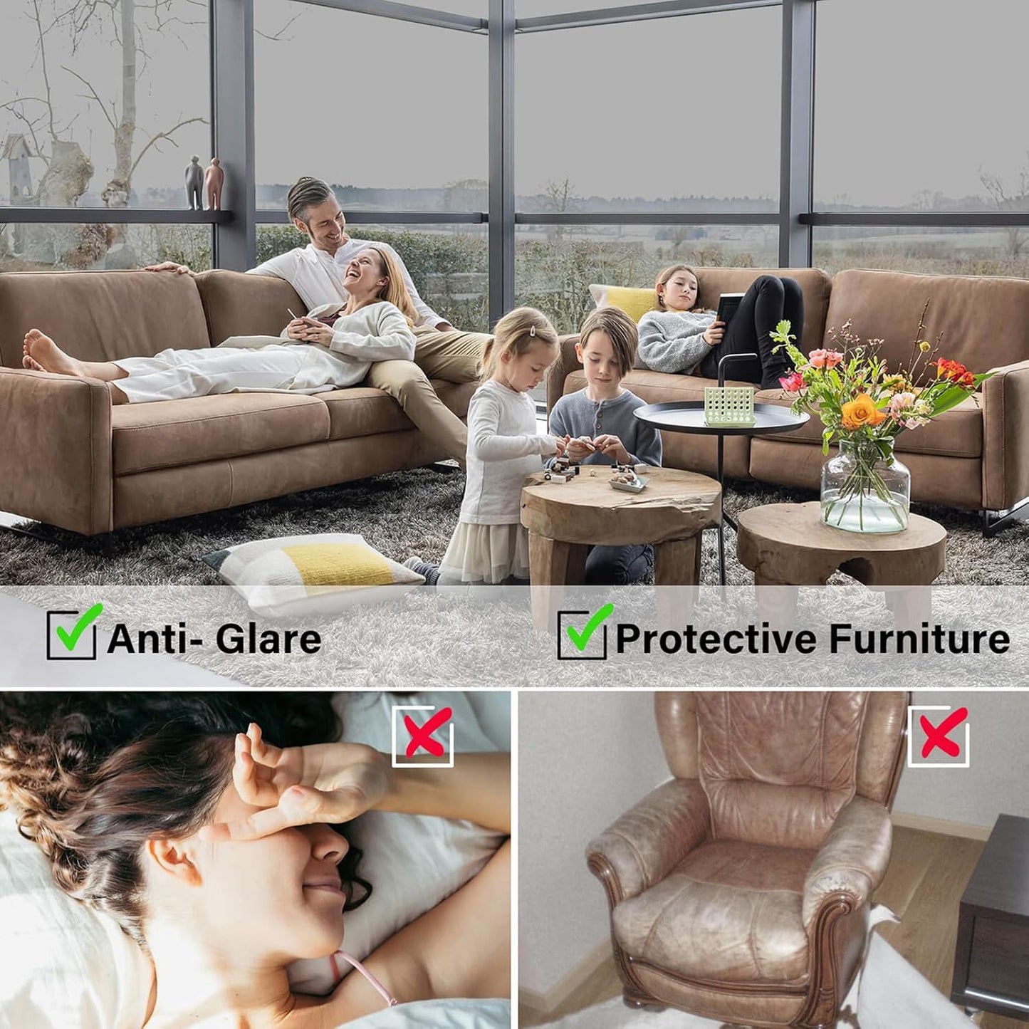 Kromapolis One Way Window Privacy Film Reflective Mirror Home Window Tint, Daytime Privacy Heat Control Anti UV Glass Tinting Static Cling (Silver, 23.6 x 118.1 inch)